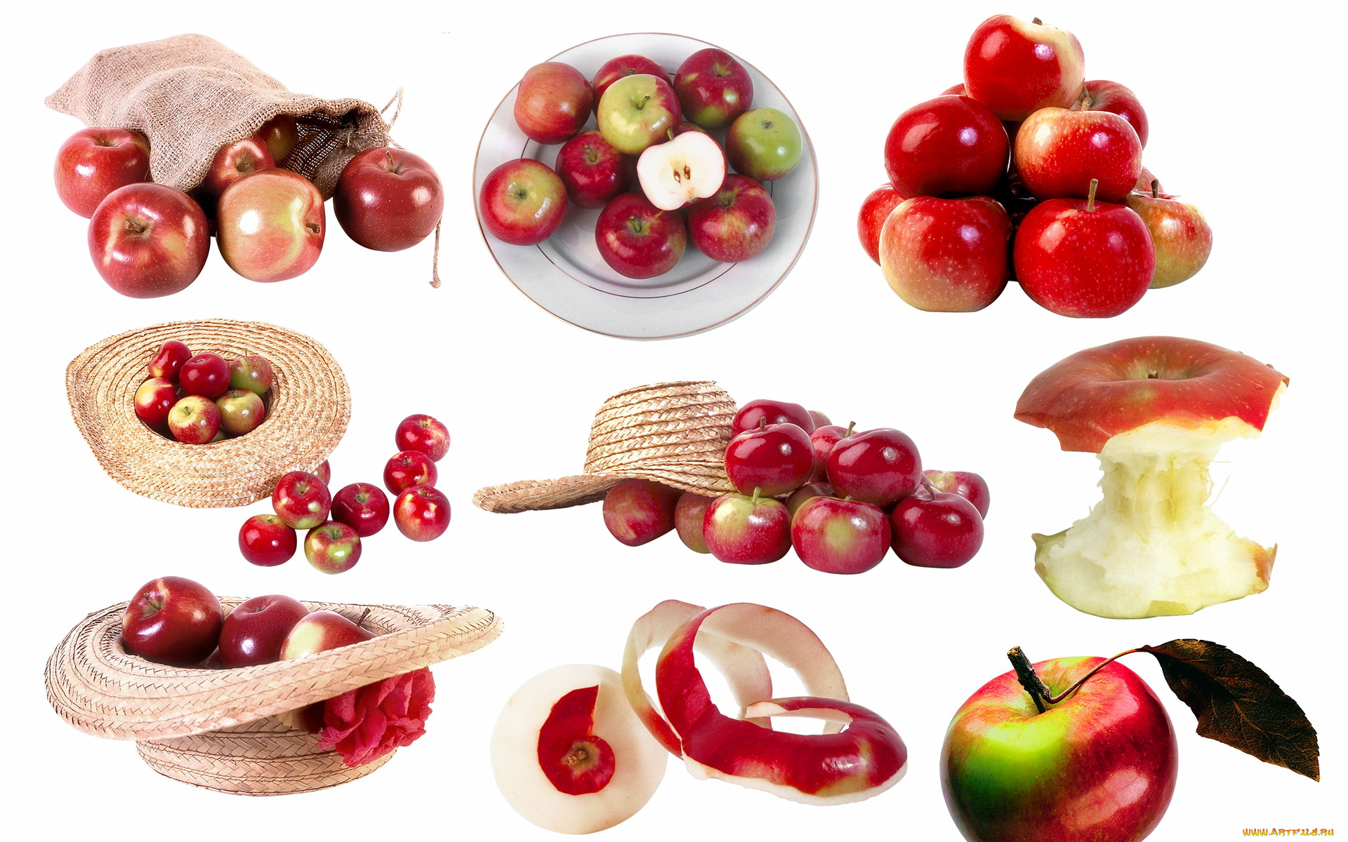 еда, Яблоки, тарелка, шляпы