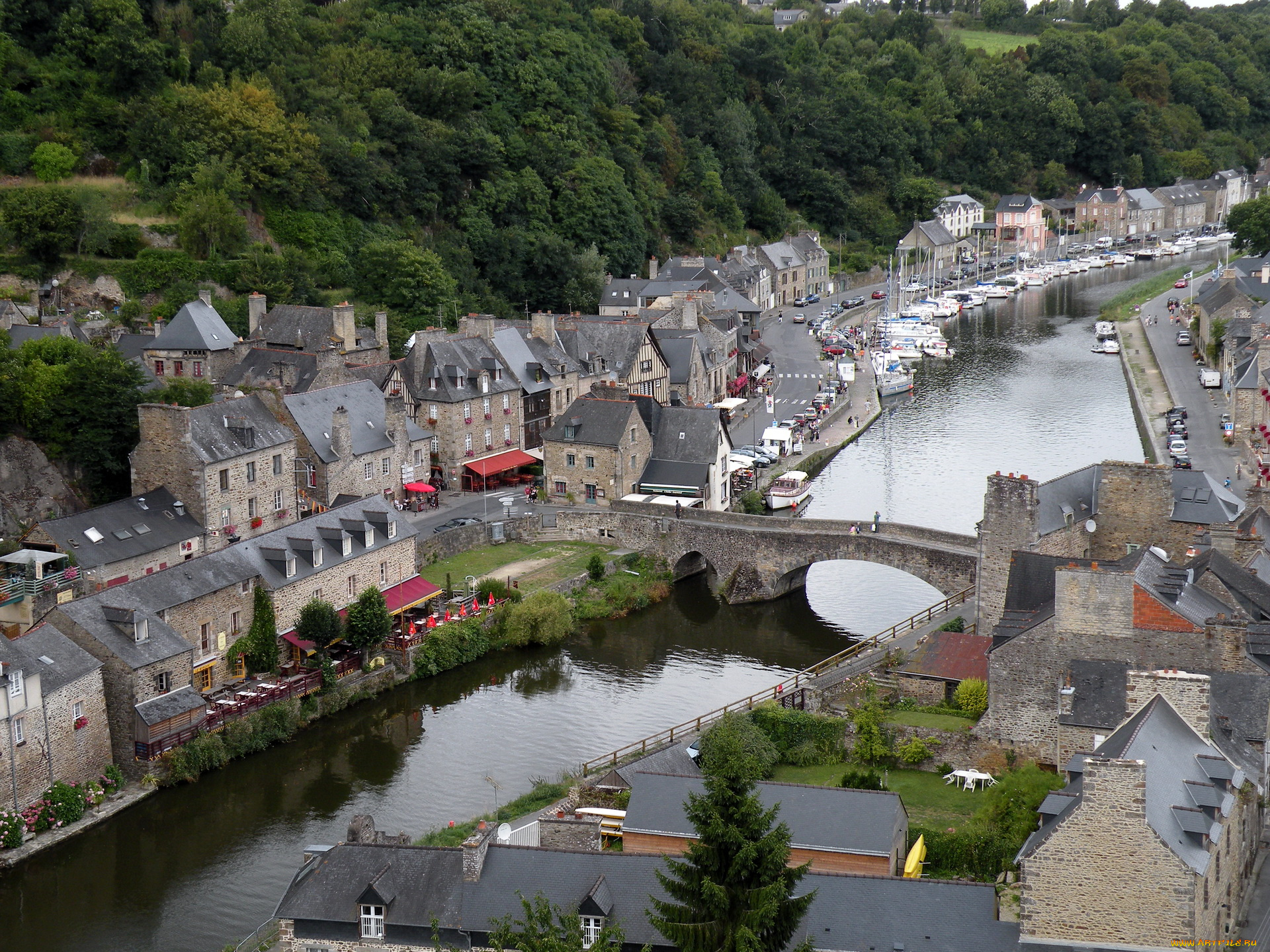 города, панорамы, dinan, франция