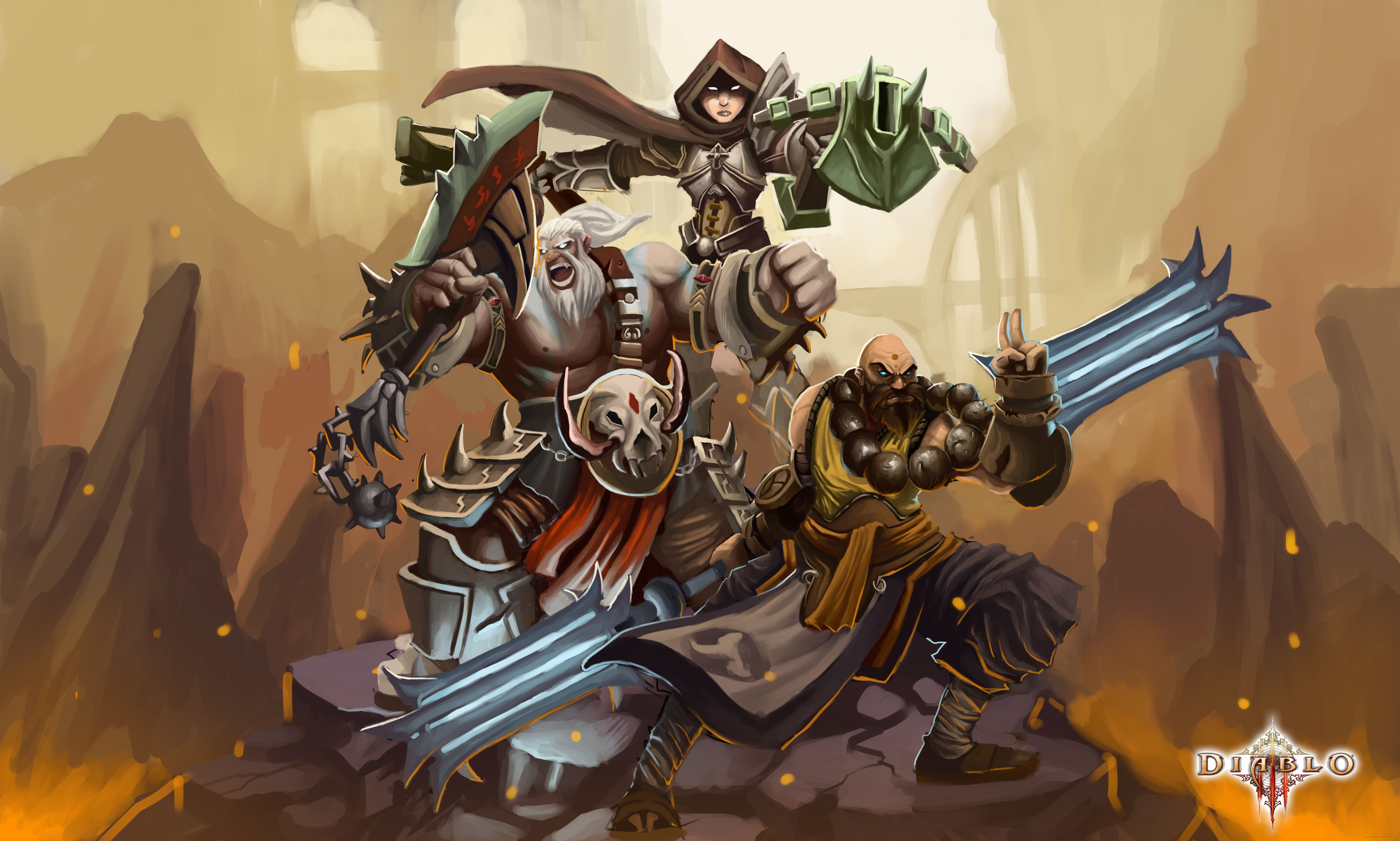 diablo, iii, видео, игры, witch, doctor, barbarian, demon, hunter