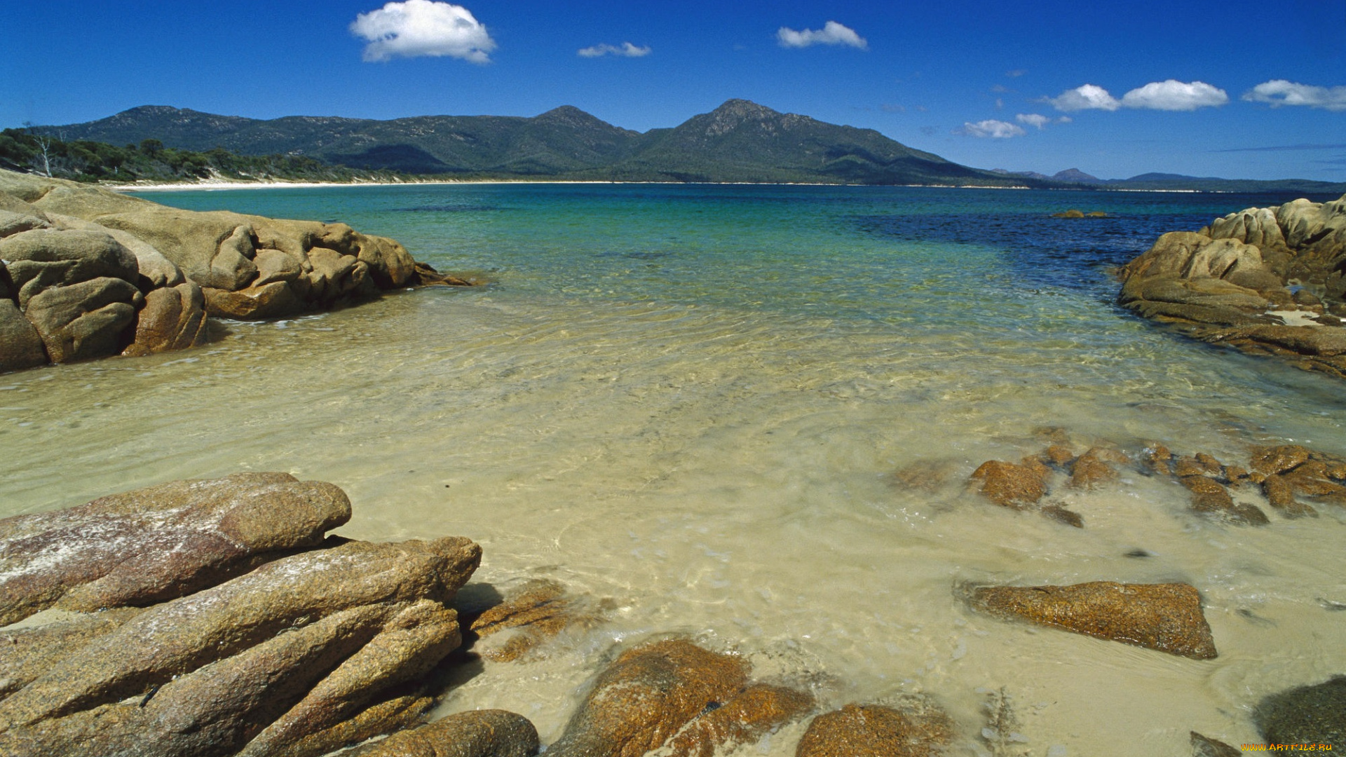 природа, побережье, океан, бухта, галька, камни