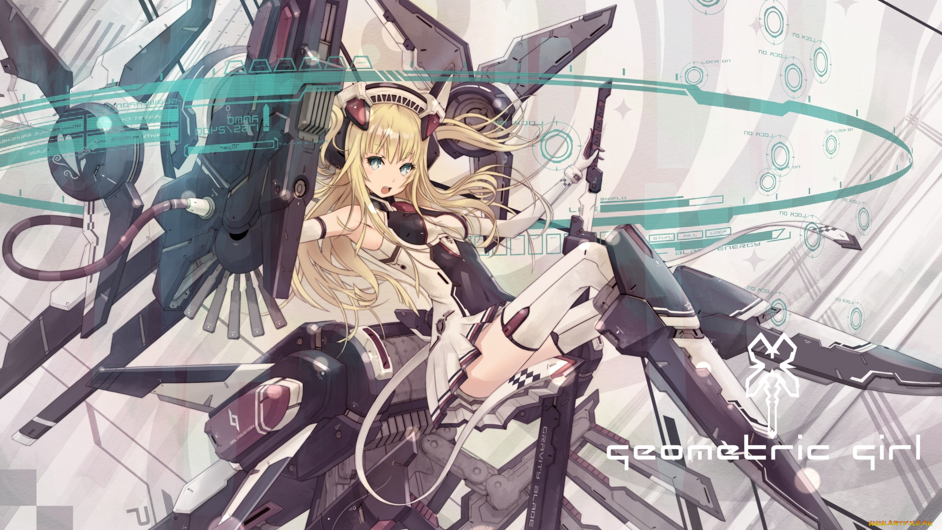 аниме, -weapon, , blood, &, technology, арт, меха, девушка, оружие, металл