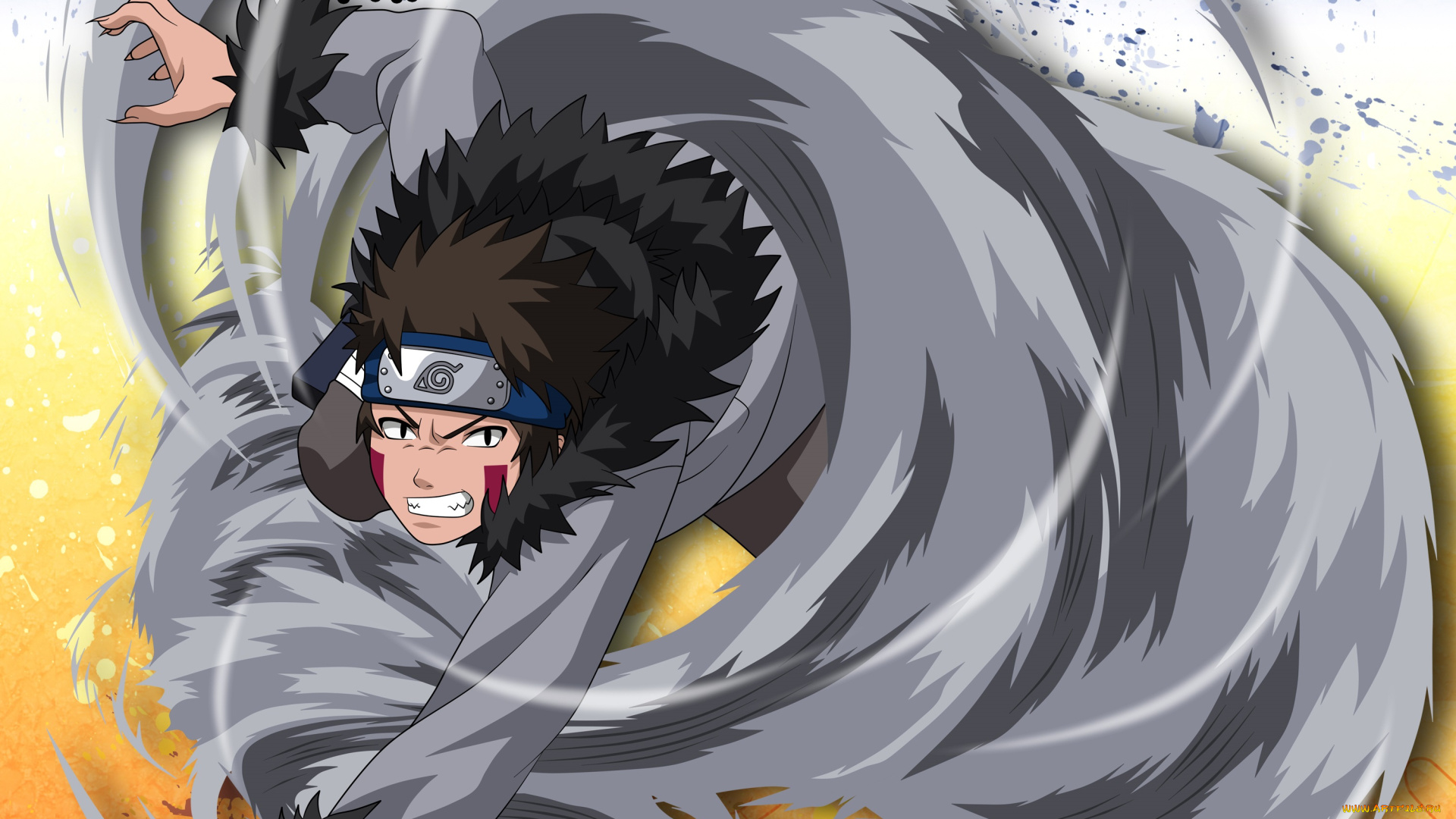 аниме, naruto, капюшон, пёс, акамару, куртка, шатен, пыль, парень, когти, вихрь, киба, инузука, злость, наруто, персонаж, персонажи