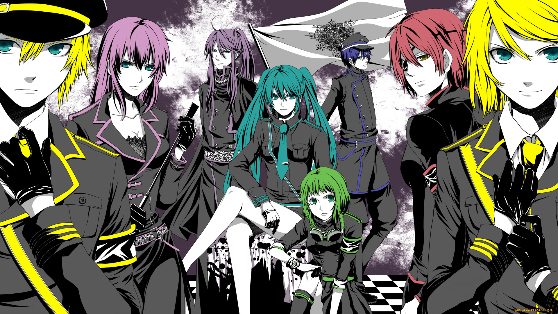 аниме, vocaloid, megurine, luka, kagamine, len, kaito, rin, hatsune, miku