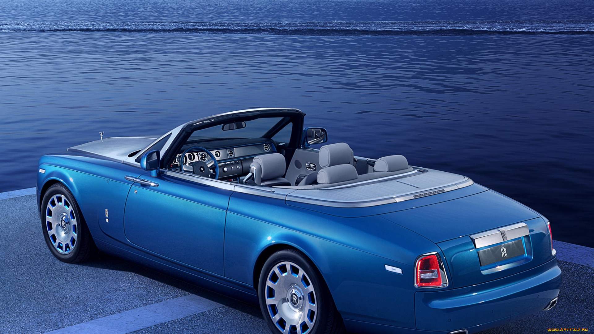 автомобили, rolls-royce, coupе, drophead, waterspeed, collection, phantom, синий, 2014г
