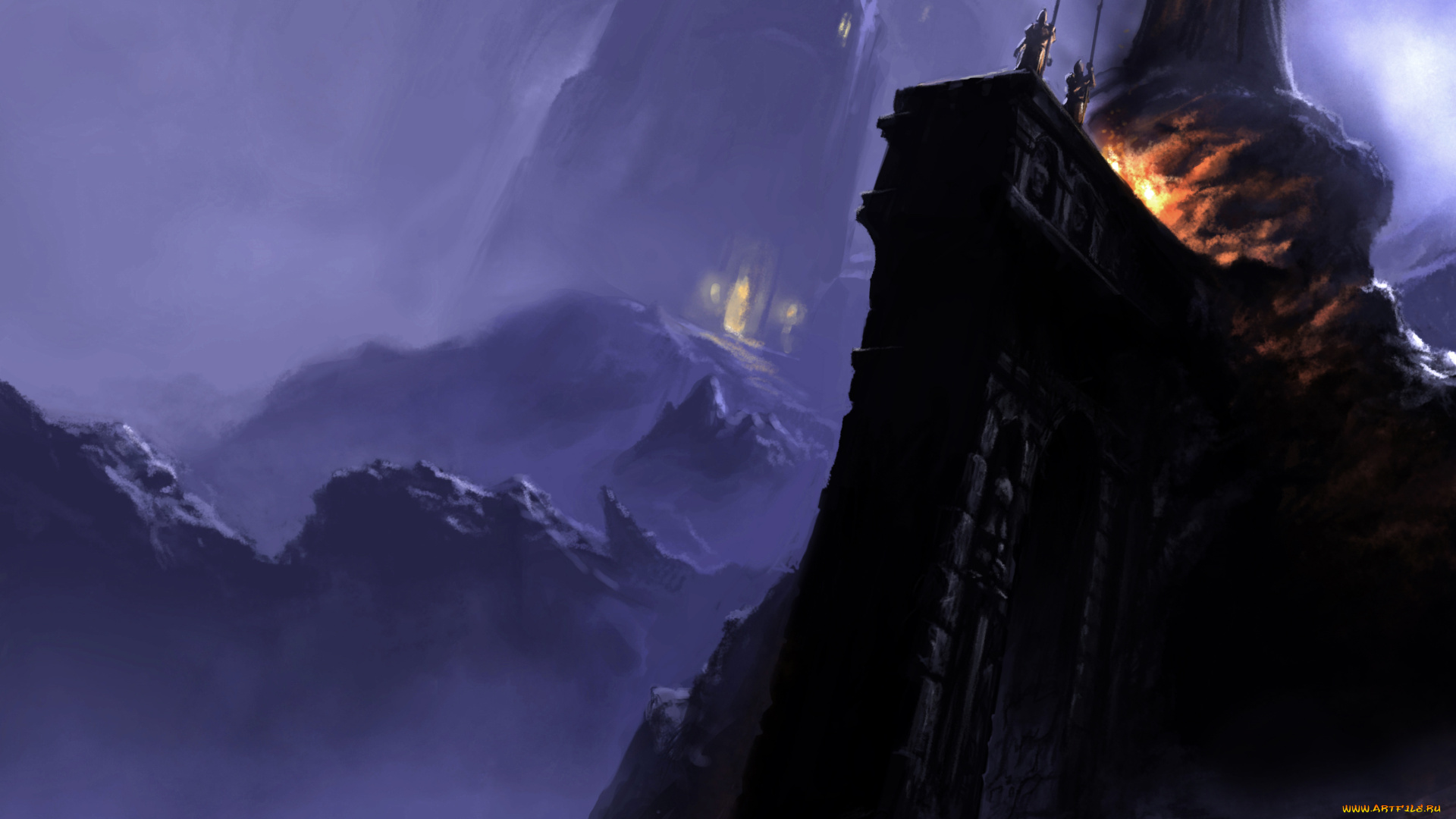 фэнтези, замки, стража, сумерки, замок