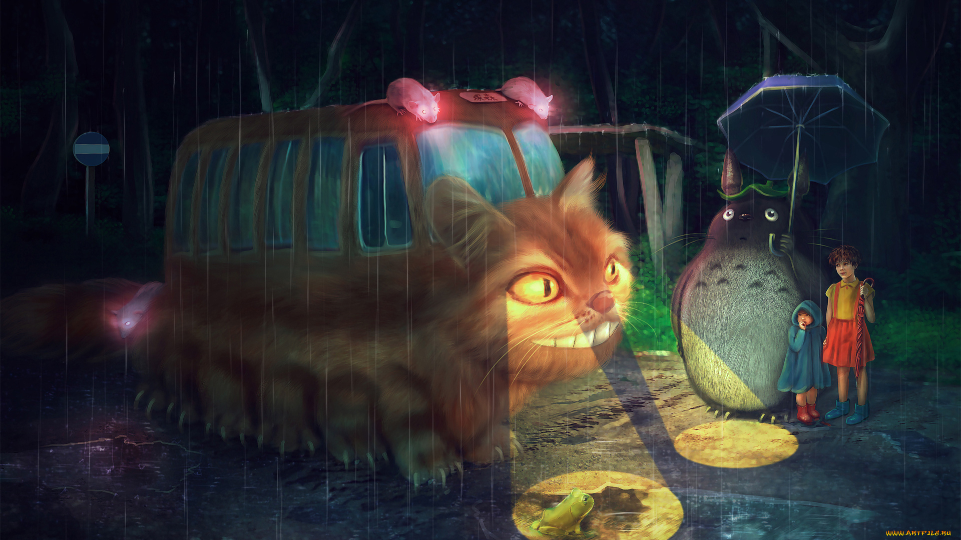 my, neighbor, totoro, аниме, фары