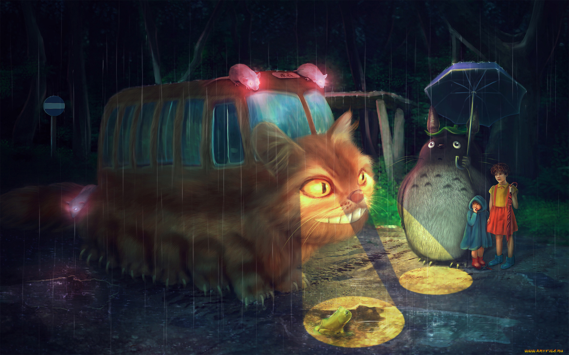 my, neighbor, totoro, аниме, фары