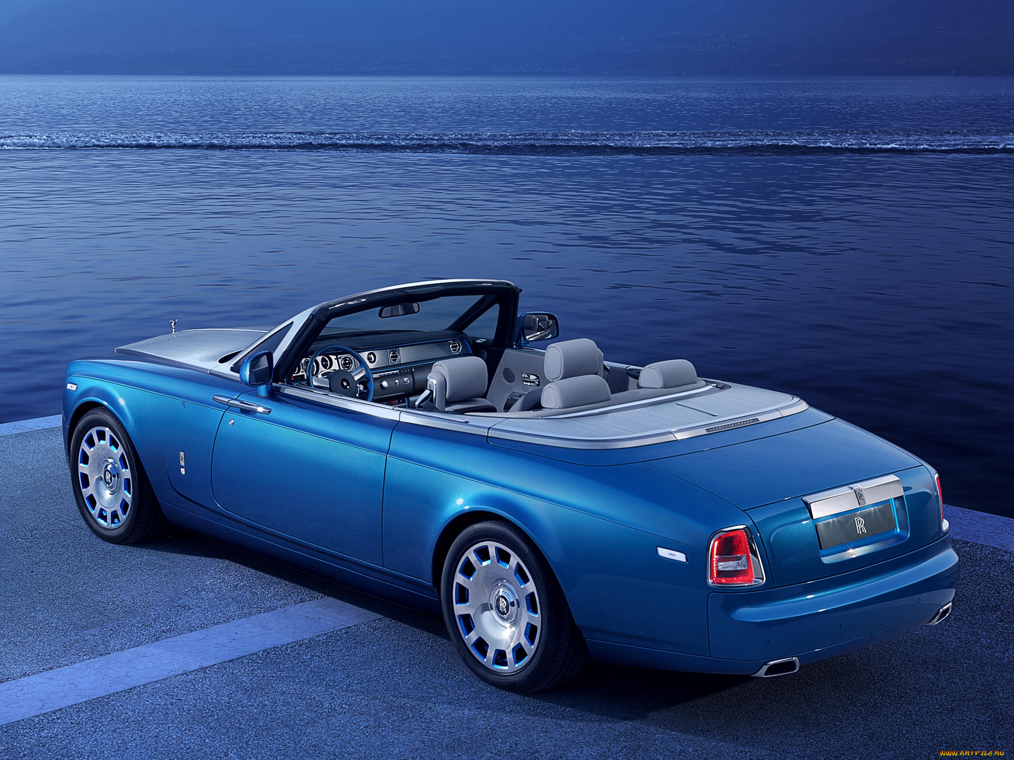 автомобили, rolls-royce, coupе, drophead, waterspeed, collection, phantom, синий, 2014г