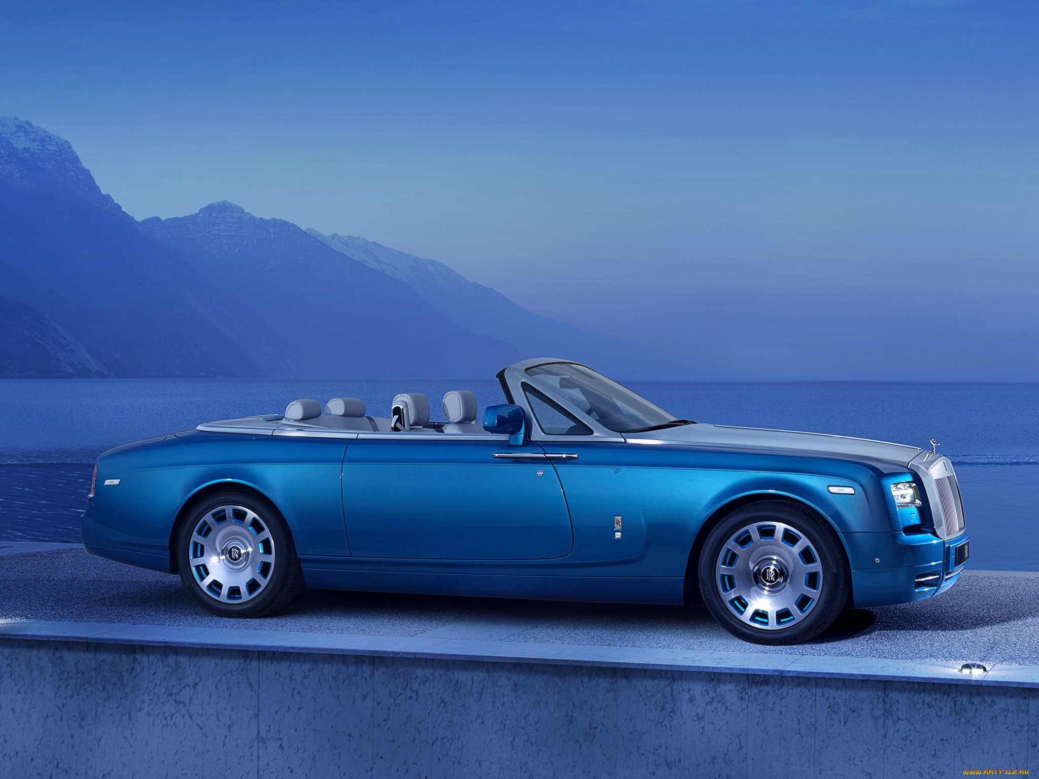 автомобили, rolls-royce, waterspeed, collection, синий, 2014г, drophead, phantom, coupе