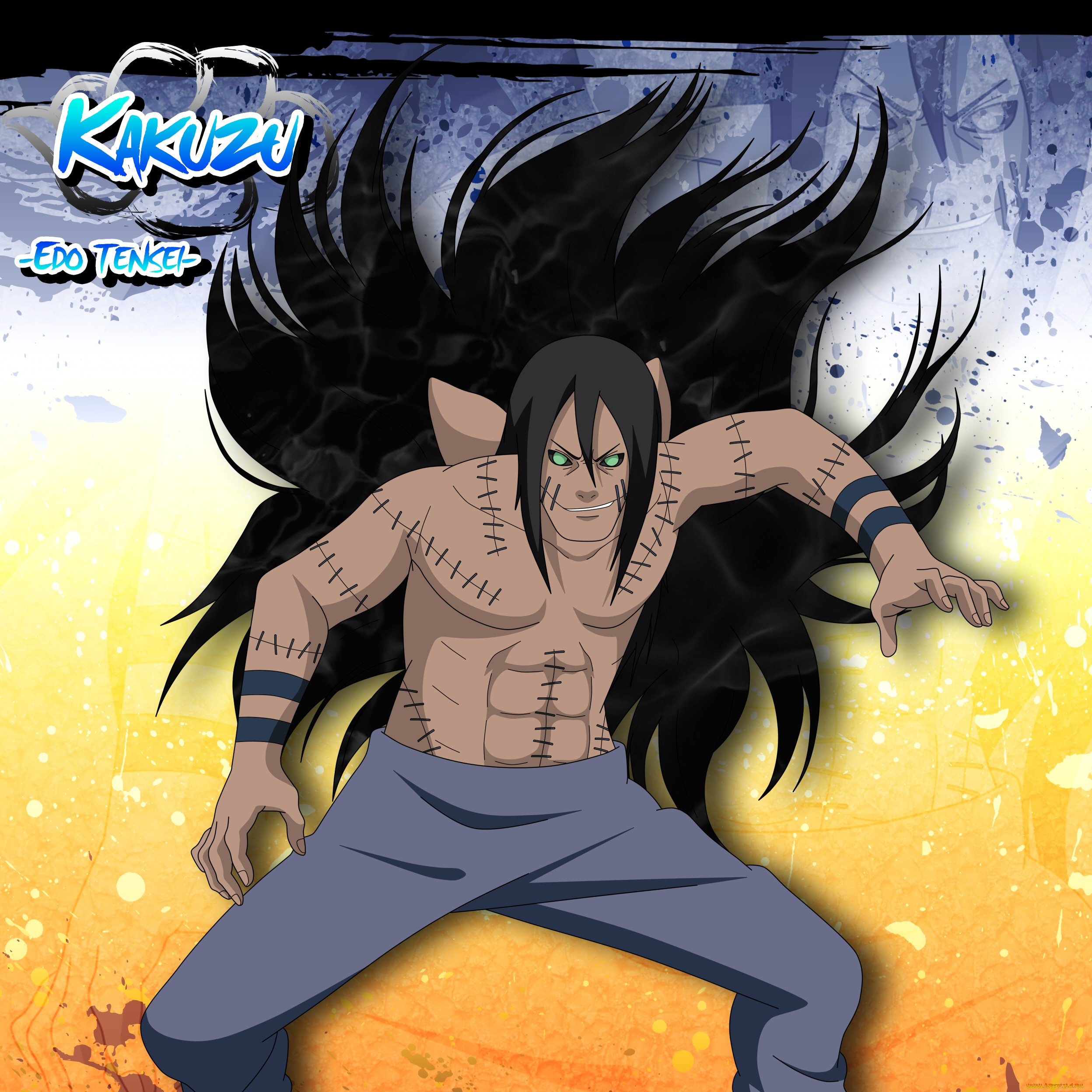 аниме, naruto, наруто, шиппуден, персонаж, воскрешение, нечистивое, какузу, парень, волосы, брюнет, эдо-тенсей