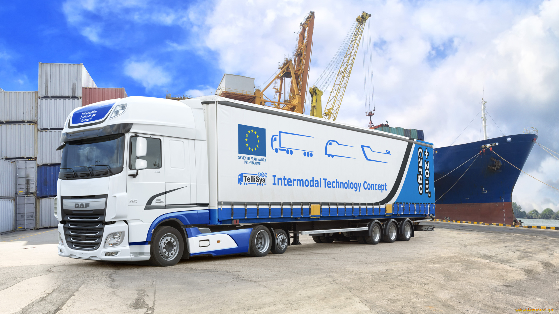 автомобили, daf, xf, 440, intermodal, technology, concept, 2015г