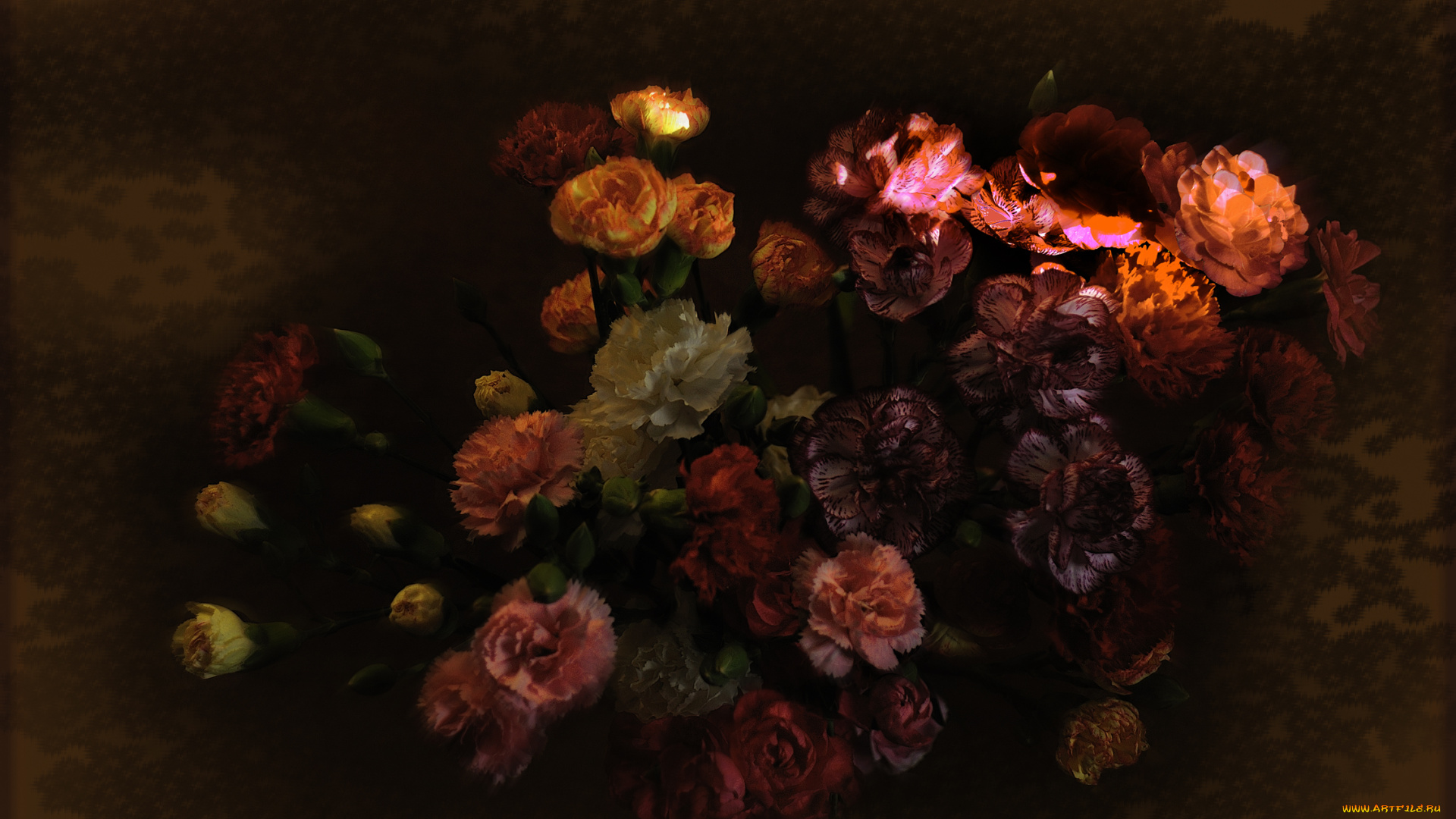 рисованное, цветы, букет