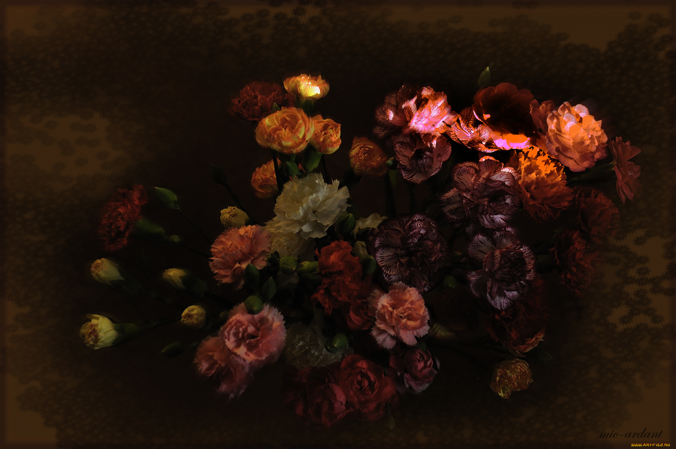 рисованное, цветы, букет