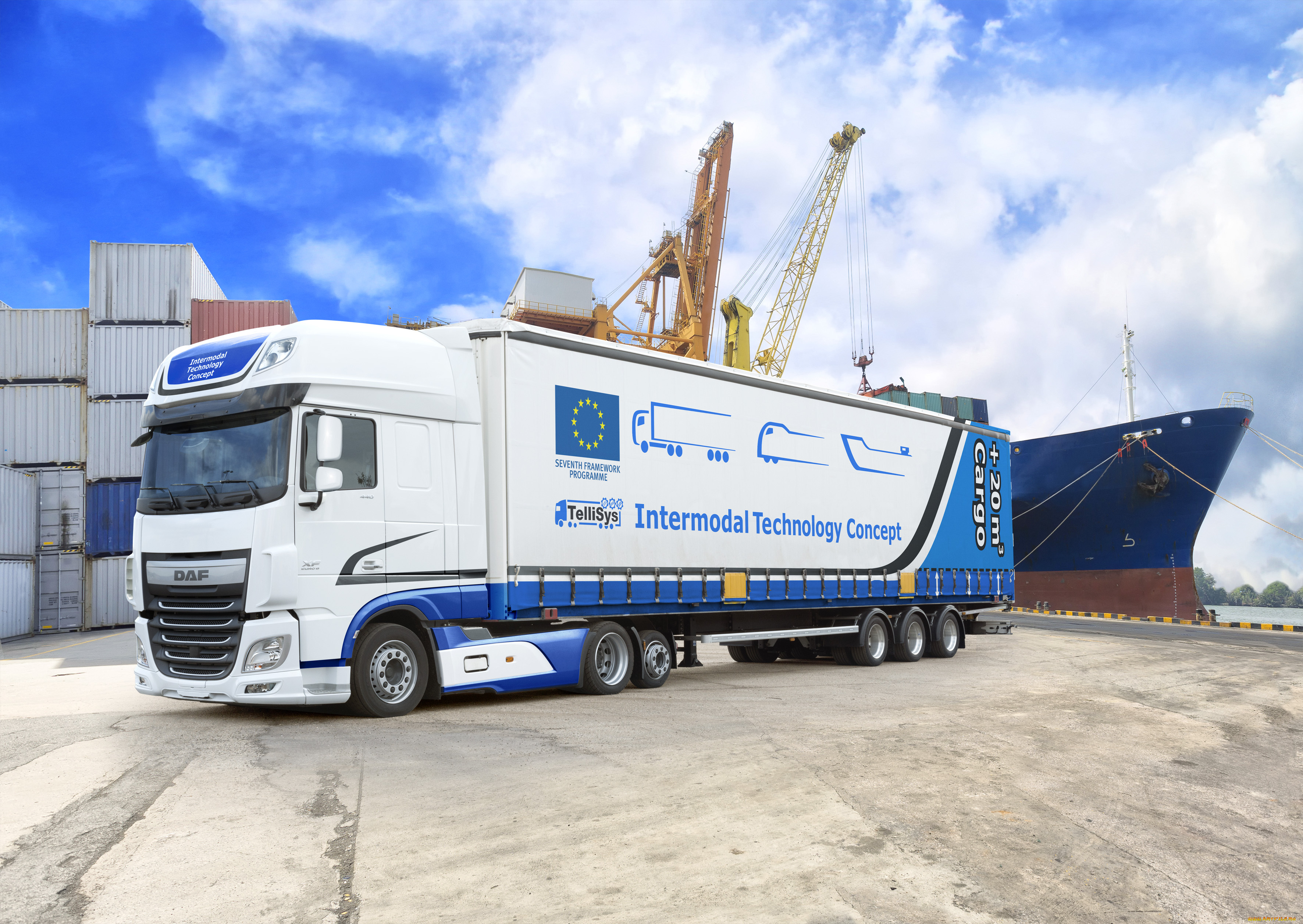 автомобили, daf, xf, 440, intermodal, technology, concept, 2015г