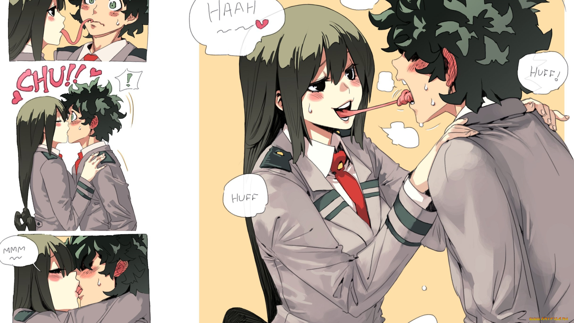 аниме, boku, no, hero, academia, поцелуй, пара