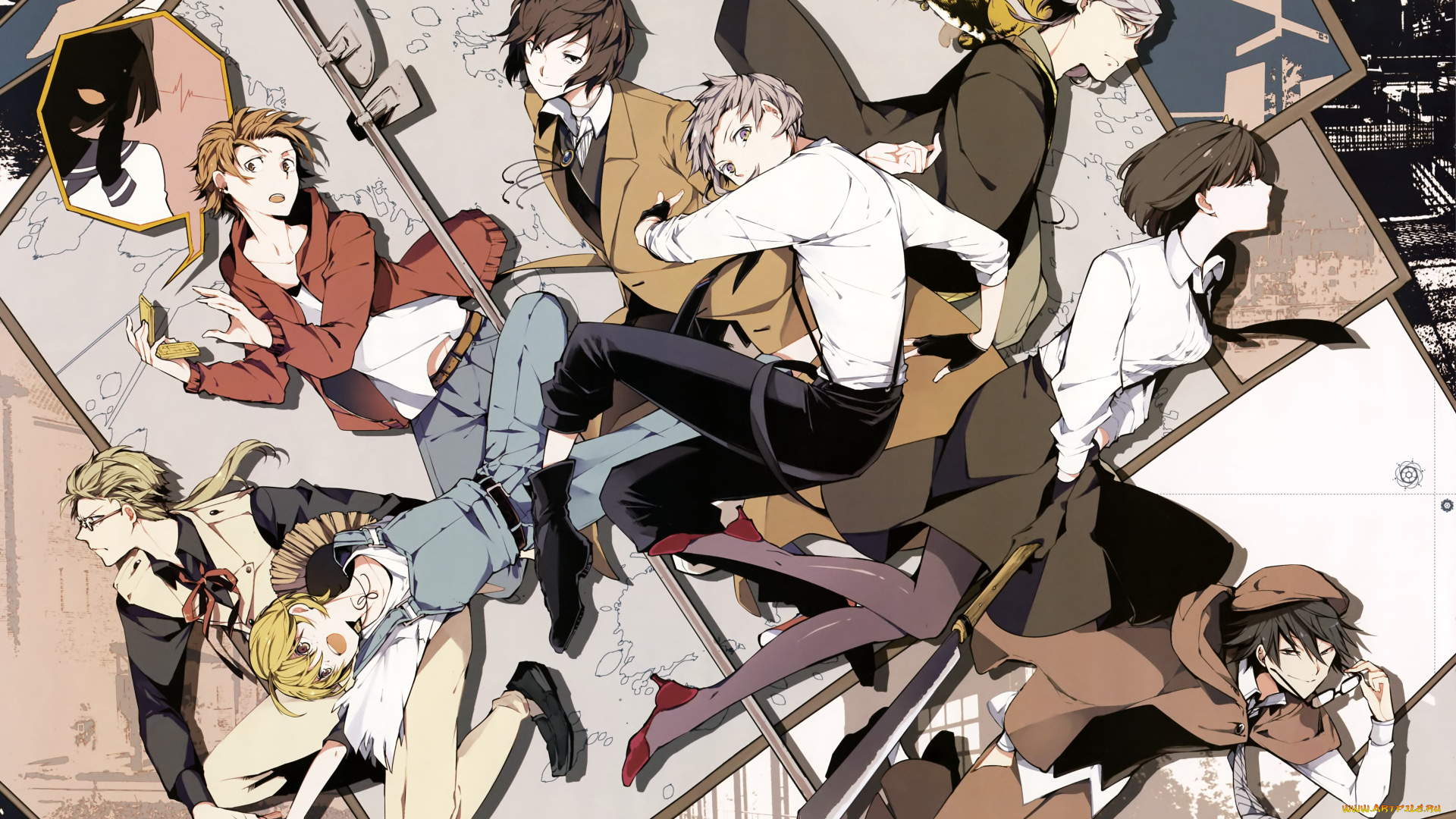 аниме, bungou, stray, dogs, bungou, stray, dogs, парни
