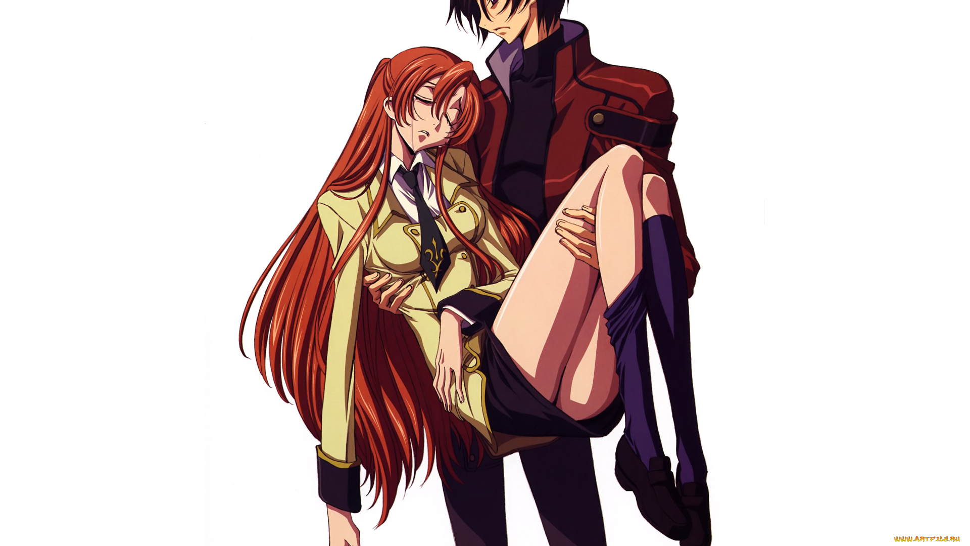 аниме, code, geass, девушка, фон, взгляд, парень