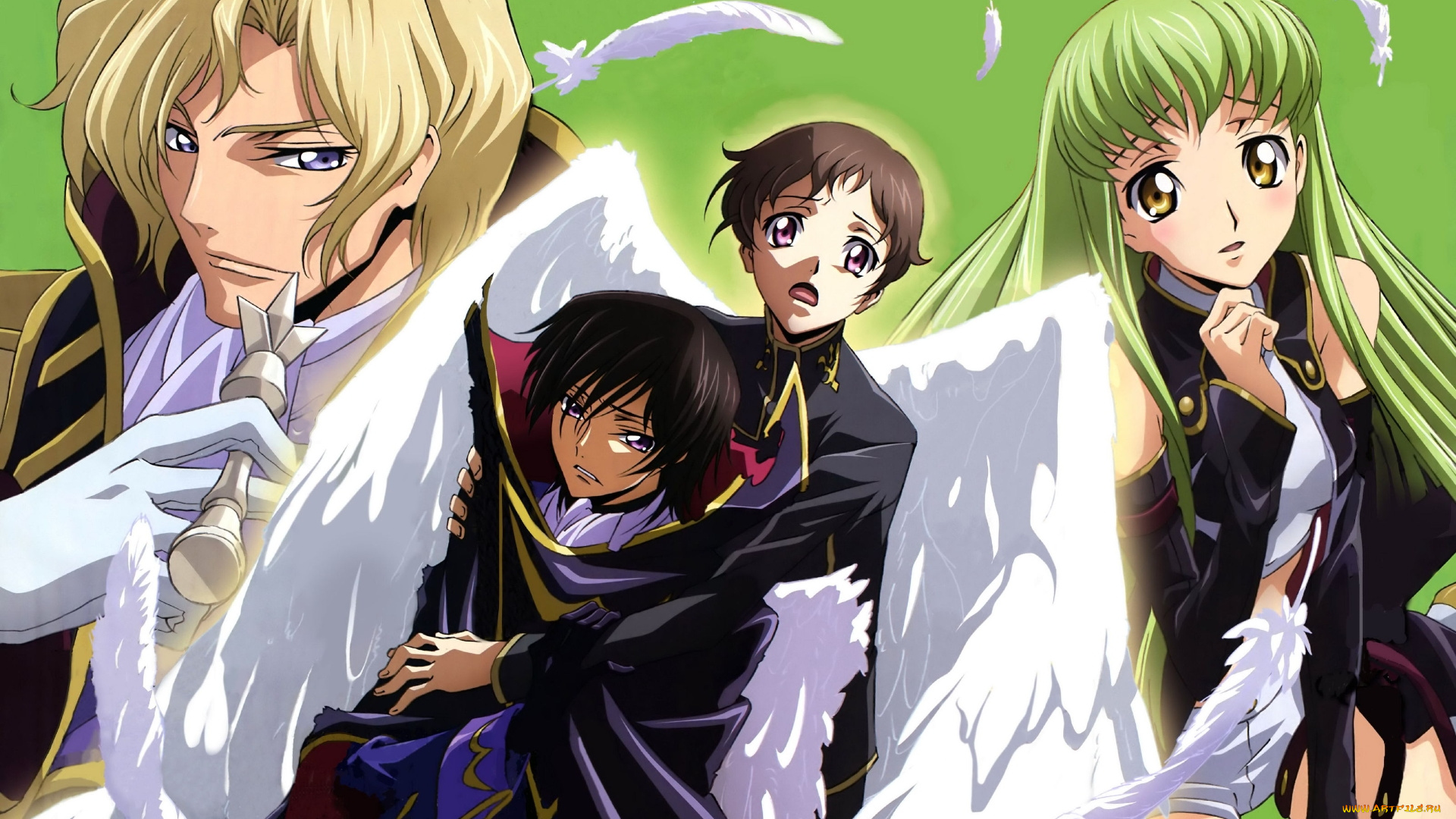 аниме, code, geass, парни, фон, взгляд, девушка