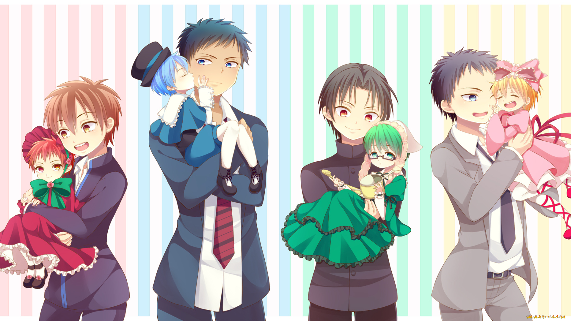 аниме, kuroko, no, baske, мальчики, дети