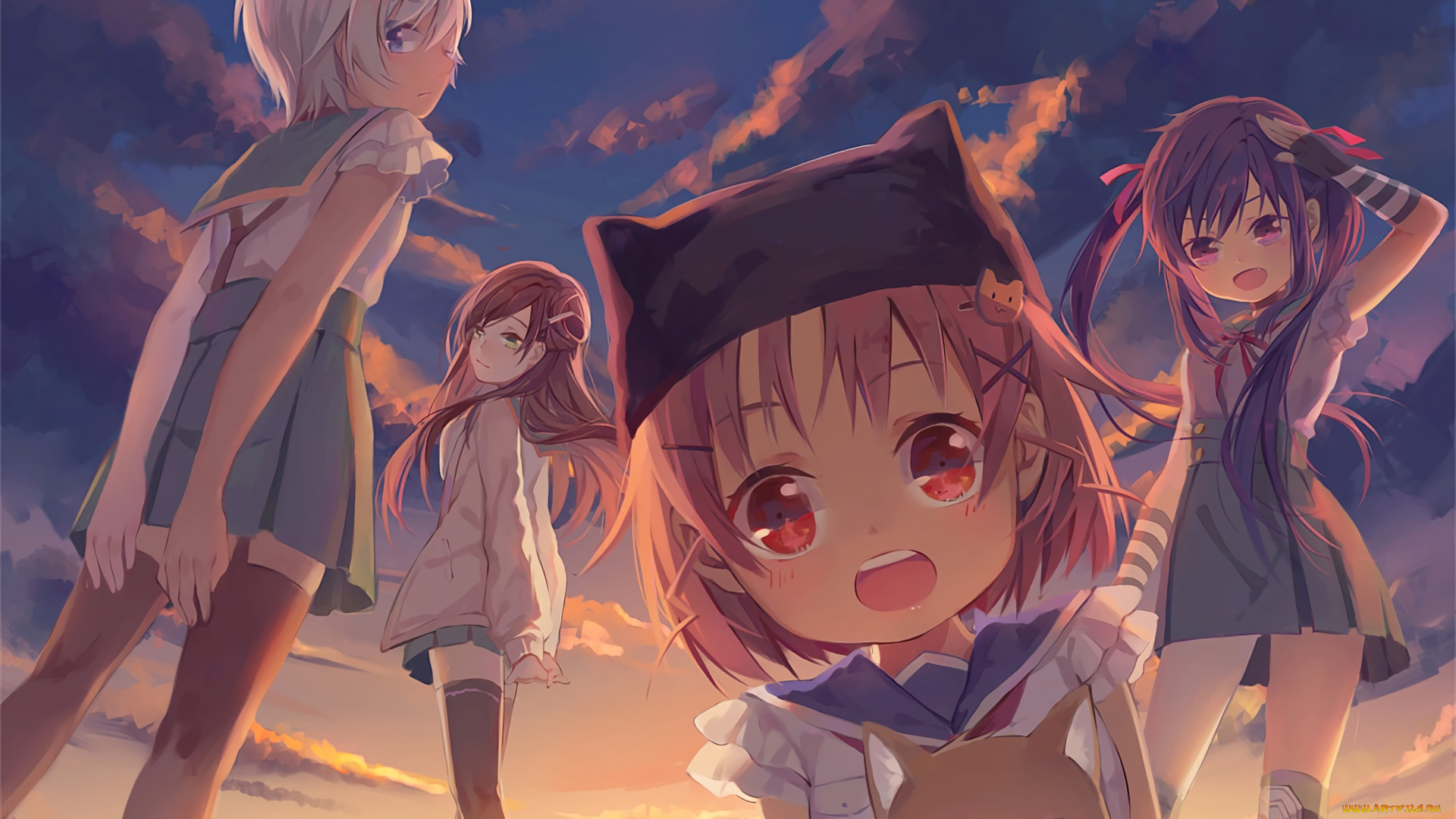 аниме, love, live, , school, idol, project, девушки, взгляд, фон