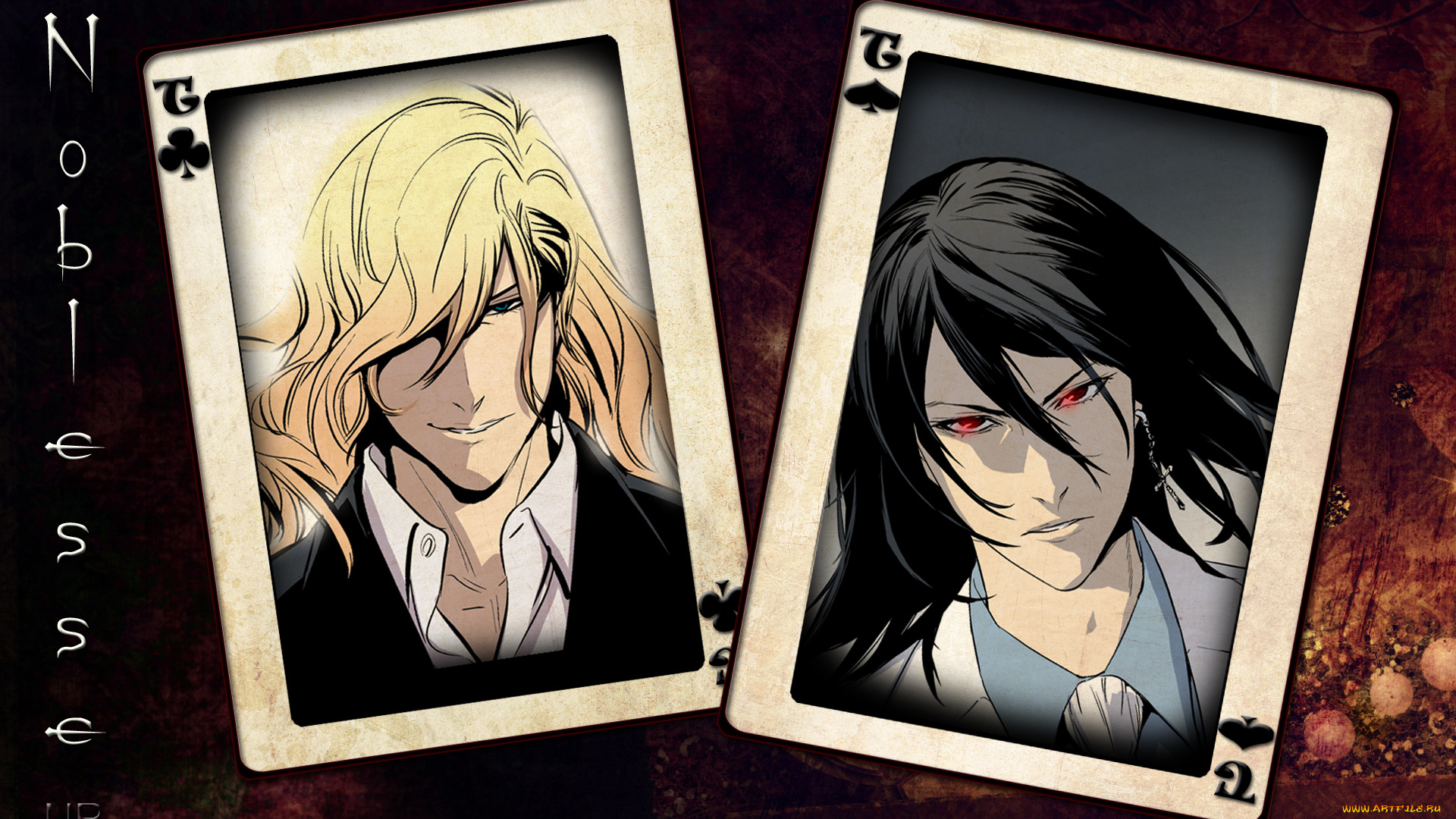 аниме, noblesse, art, lee, gwang, su, cadis, etrama, di, raizel, rai, frankenstein, взгляд, красные, глаза, крест, лицо, карты