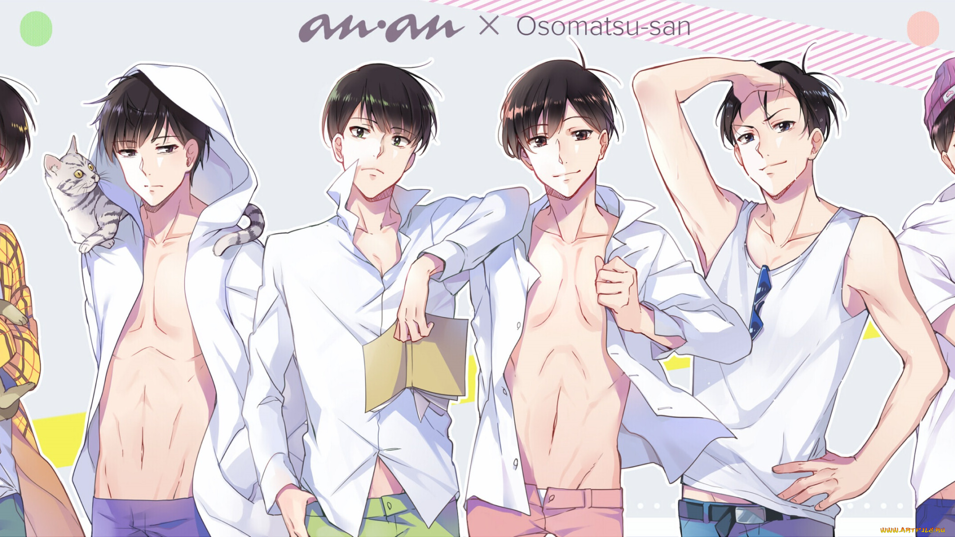 аниме, osomatsu-san, парни