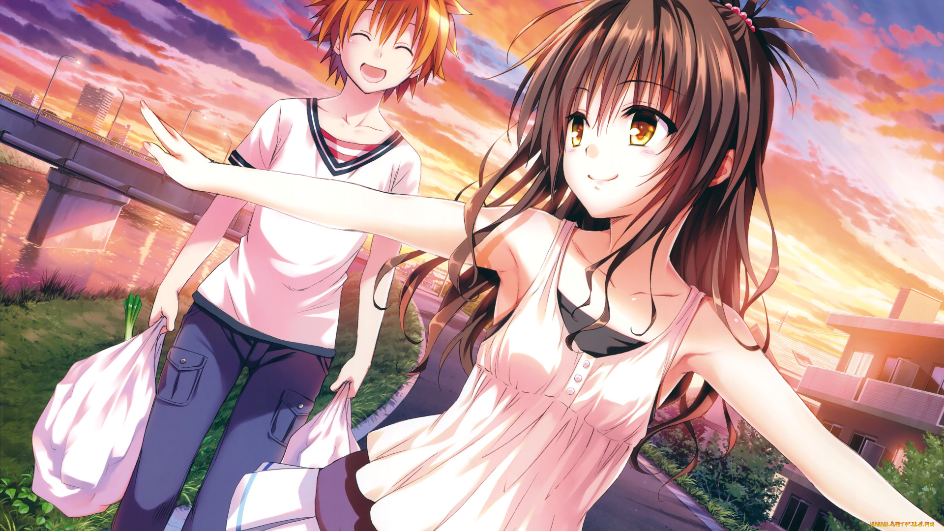 аниме, to, love, ru, парень, девочка