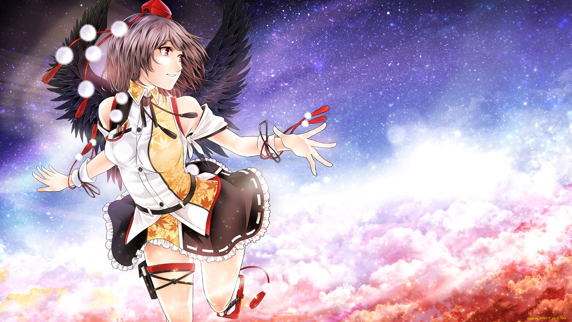 аниме, touhou, девушка, взгляд, фон