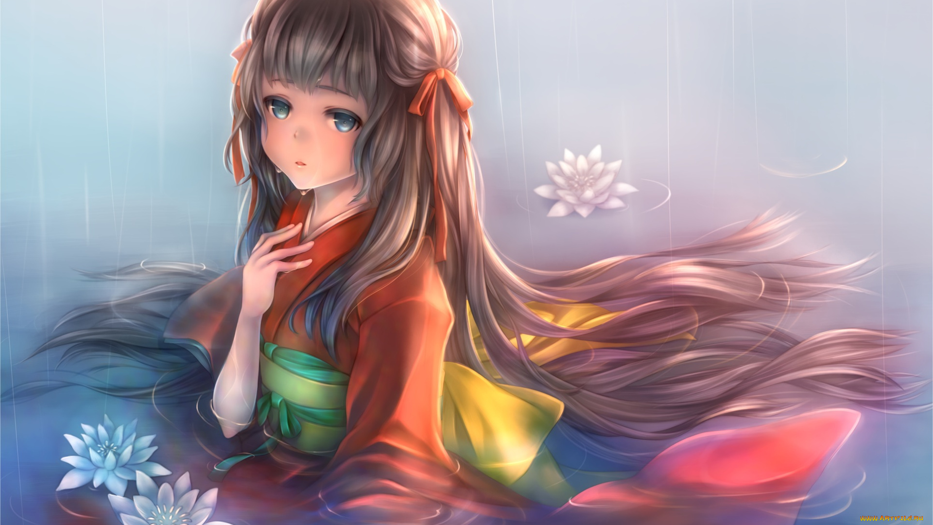 аниме, unknown, , другое, девочка, вода