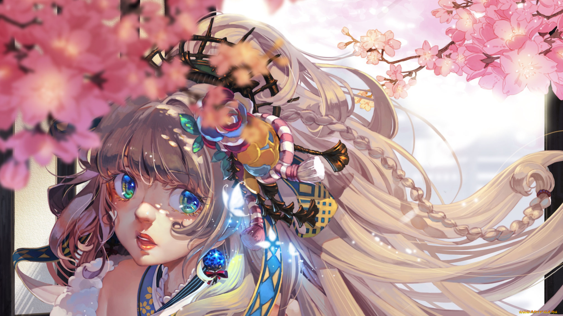 аниме, unknown, , другое, девушка, цветы