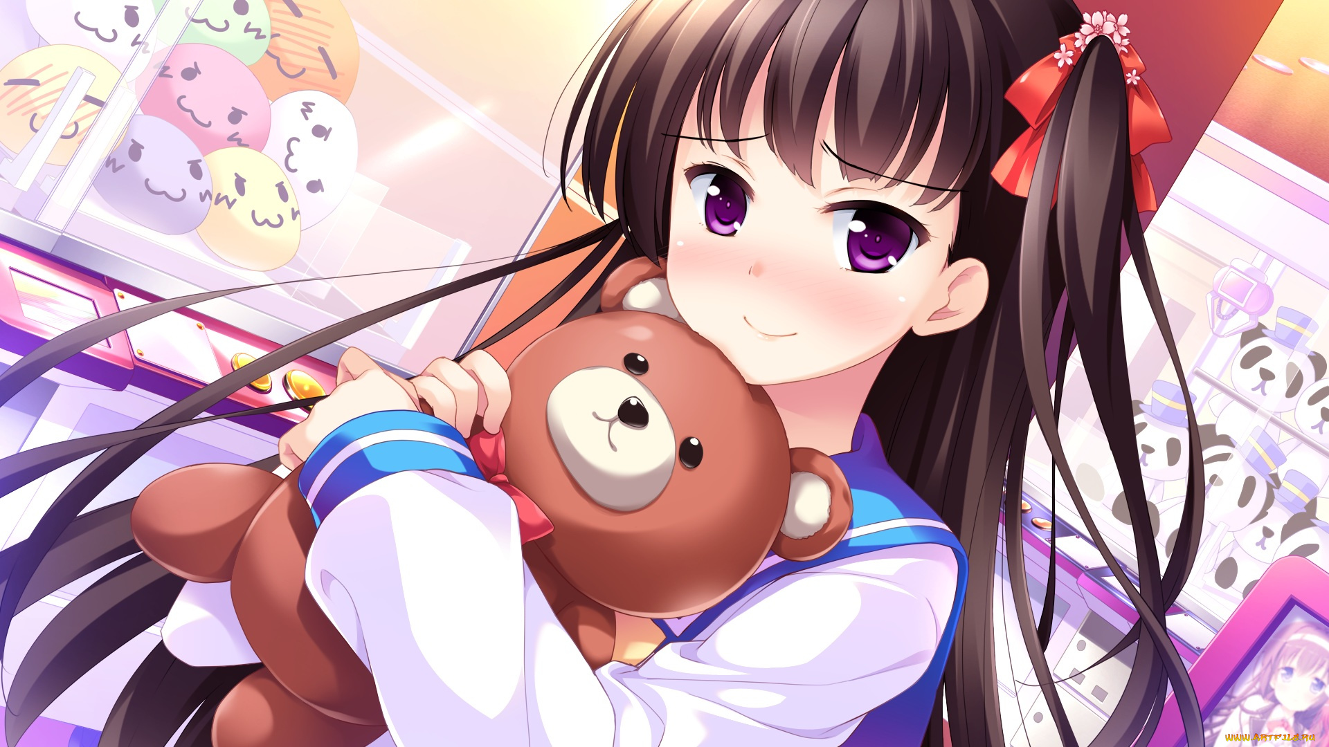 аниме, unknown, , другое, девушка, мишка