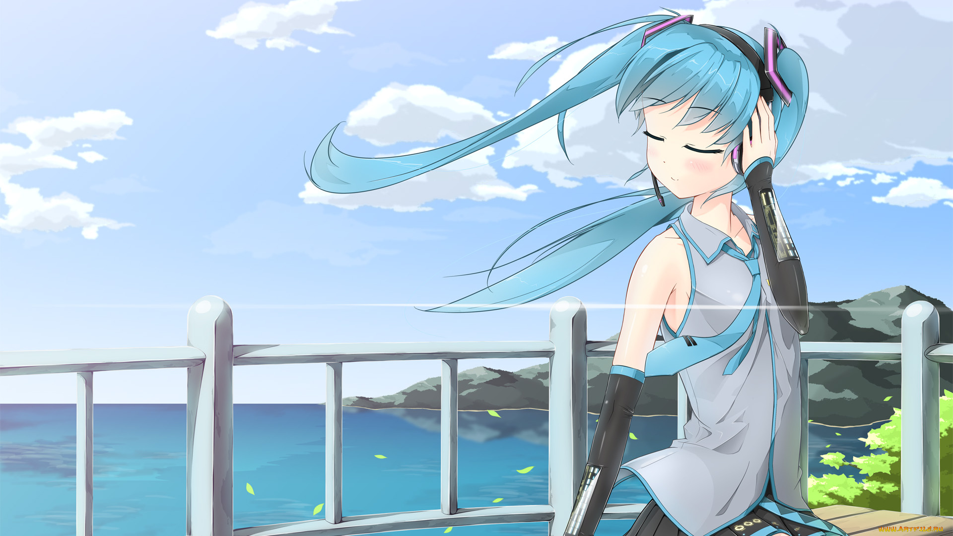 аниме, vocaloid, фон, взгляд, девушка