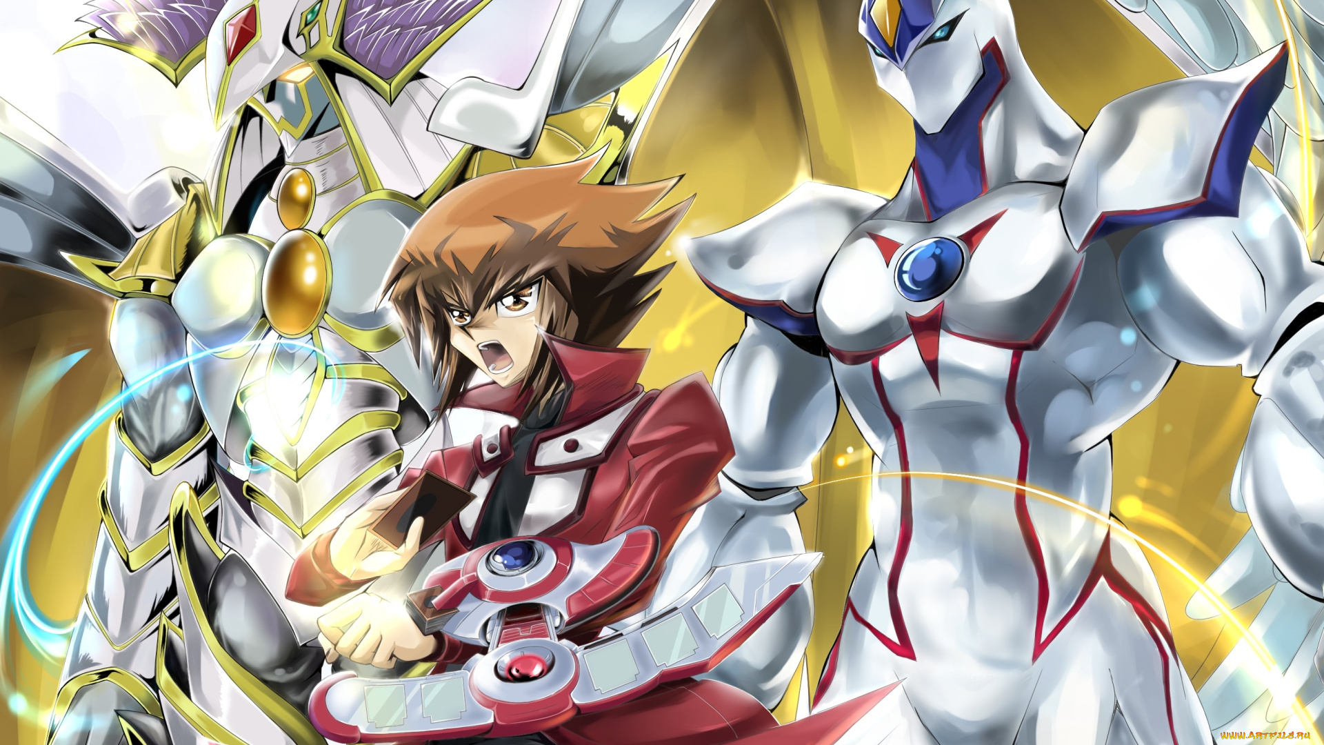 аниме, yu-gi-oh, парень, роботы