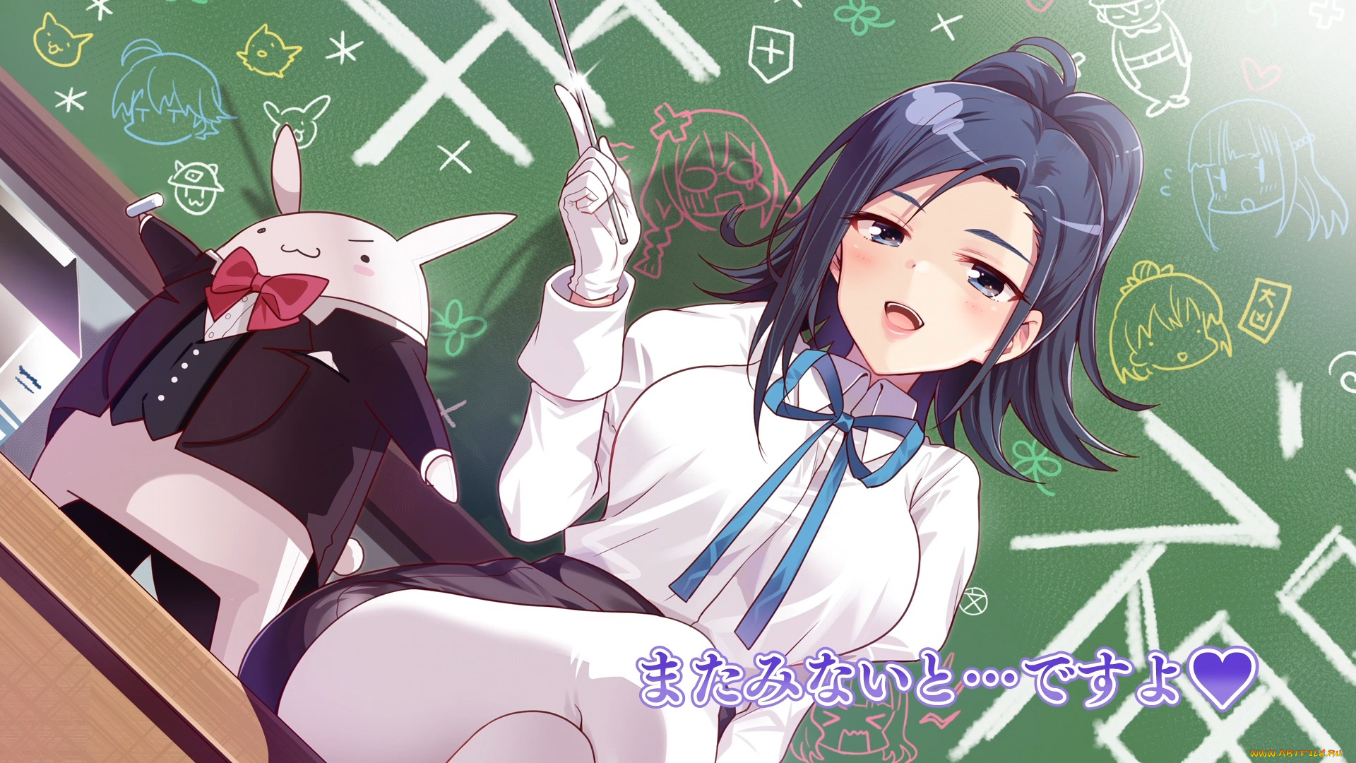 anne-happy, аниме, anne, happy, девушка, взгляд, фон