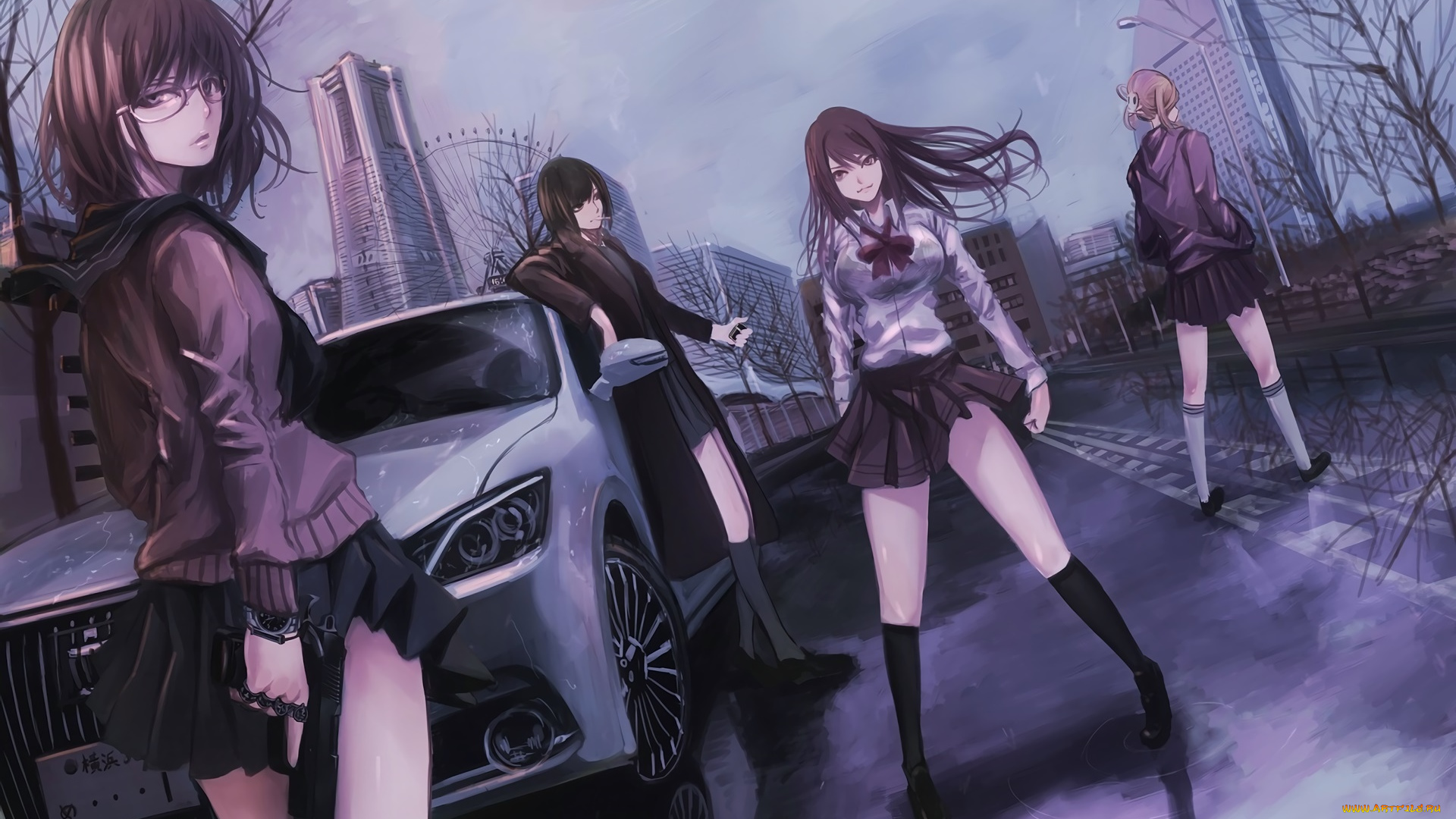 destro, аниме, unknown, , другое, девушки, взгляд, фон