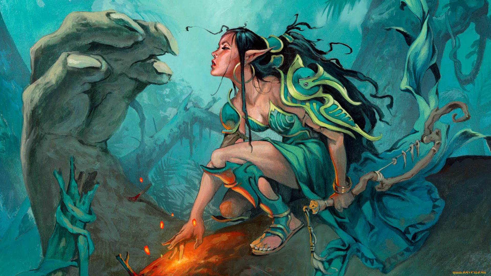 фэнтези, эльфы, эльф, целительница, богов