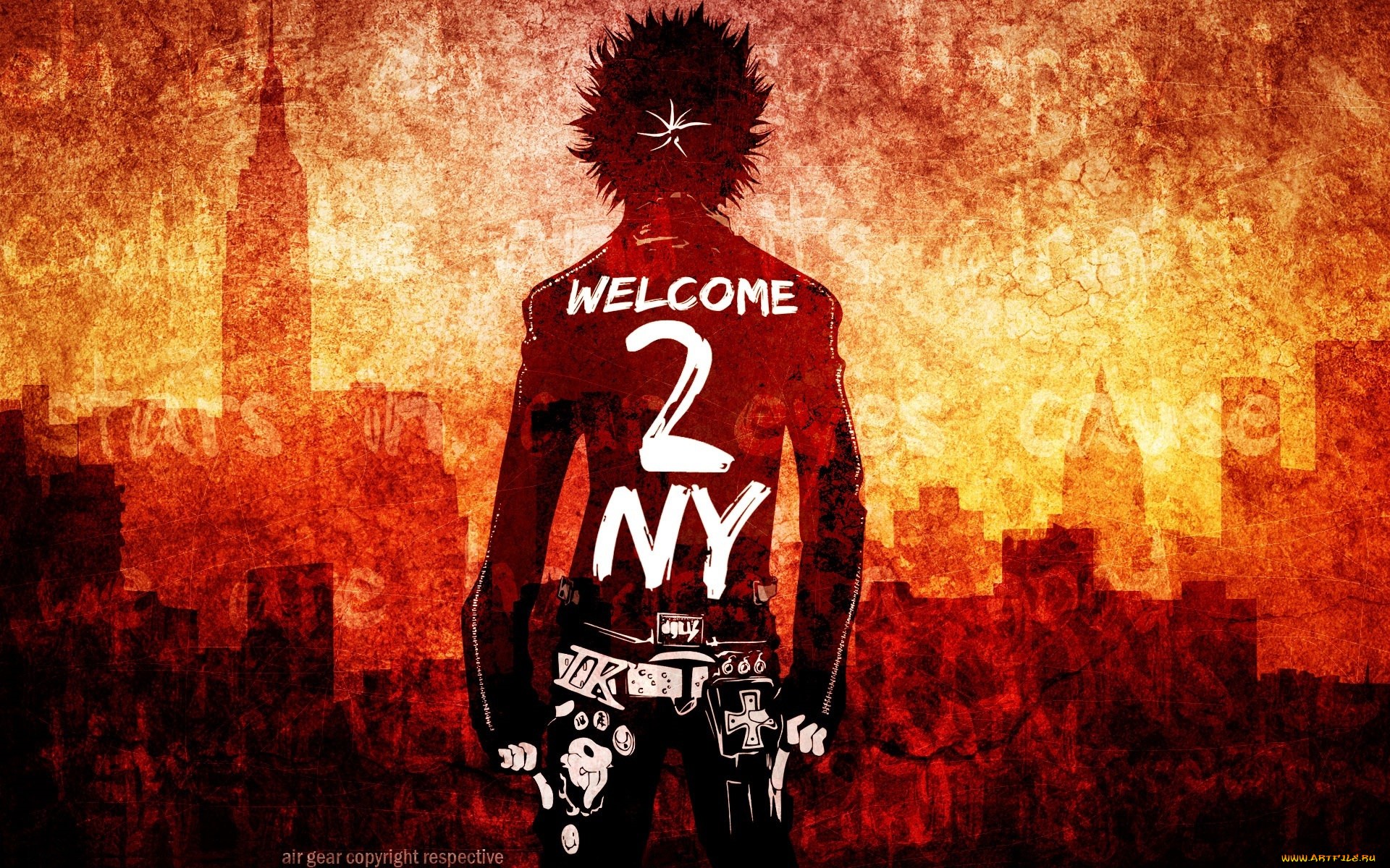 аниме, air, gear, air, gear, itsuki, minami, спина, джинсы, куртка, крест, город