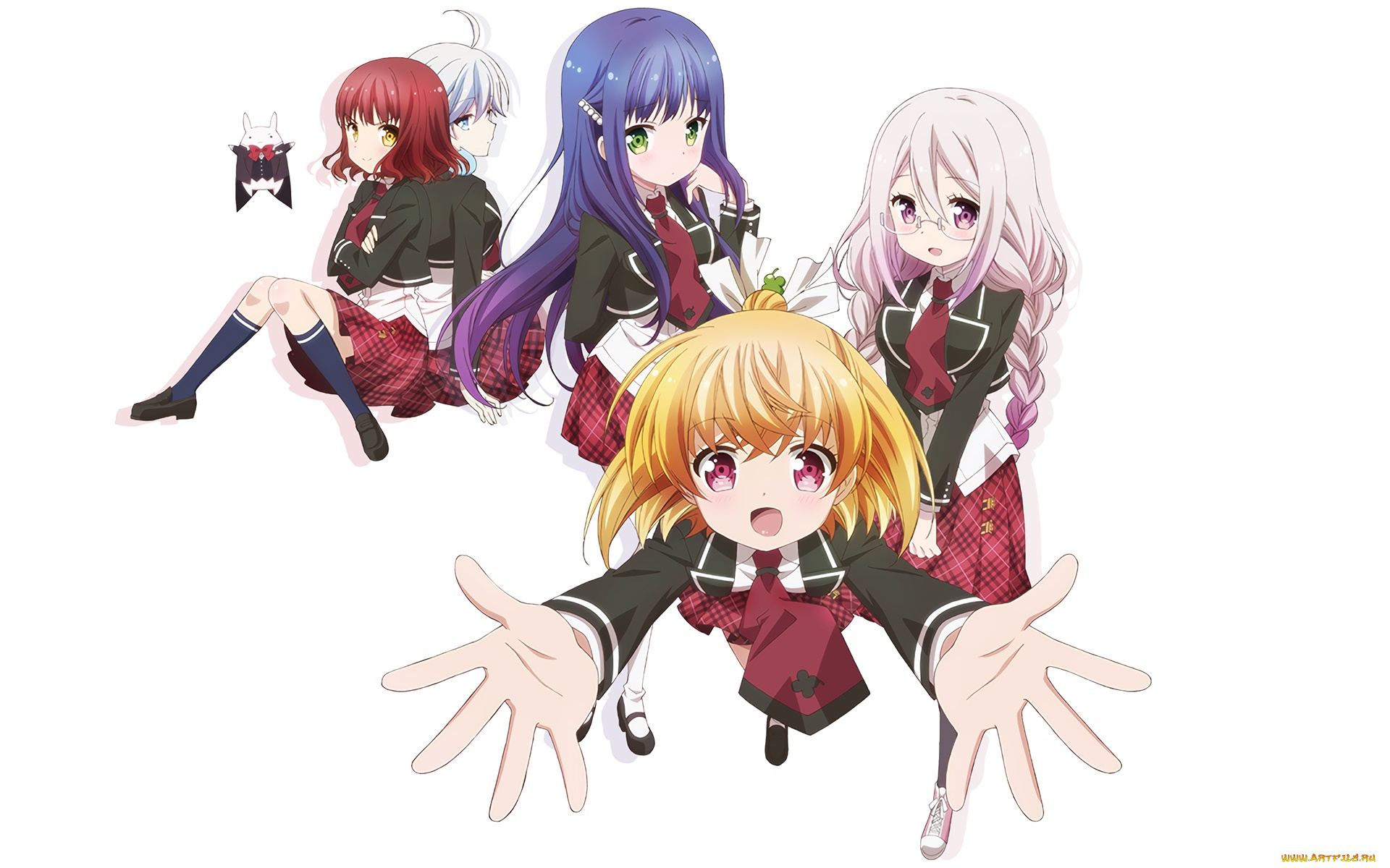 anne, happy, аниме, взгляд, девушки, фон