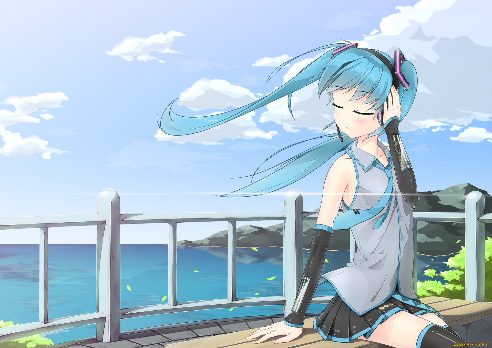 аниме, vocaloid, фон, взгляд, девушка