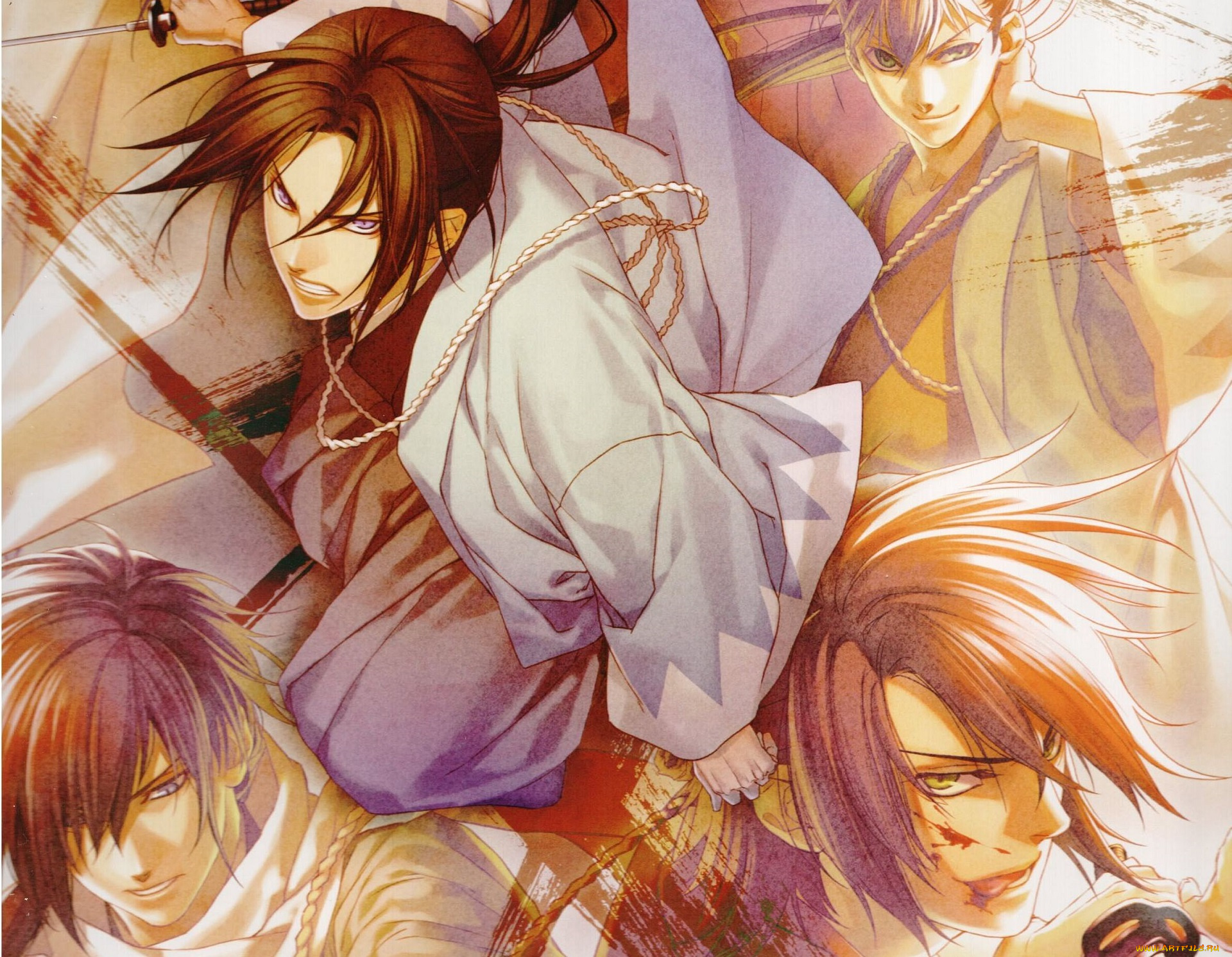 аниме, hakuoki, парни