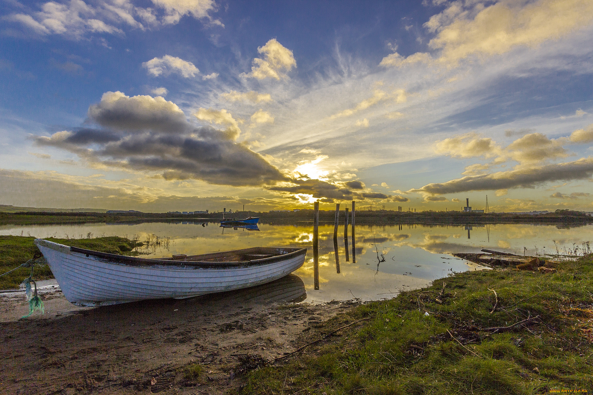 корабли, лодки, , шлюпки, лес, река
