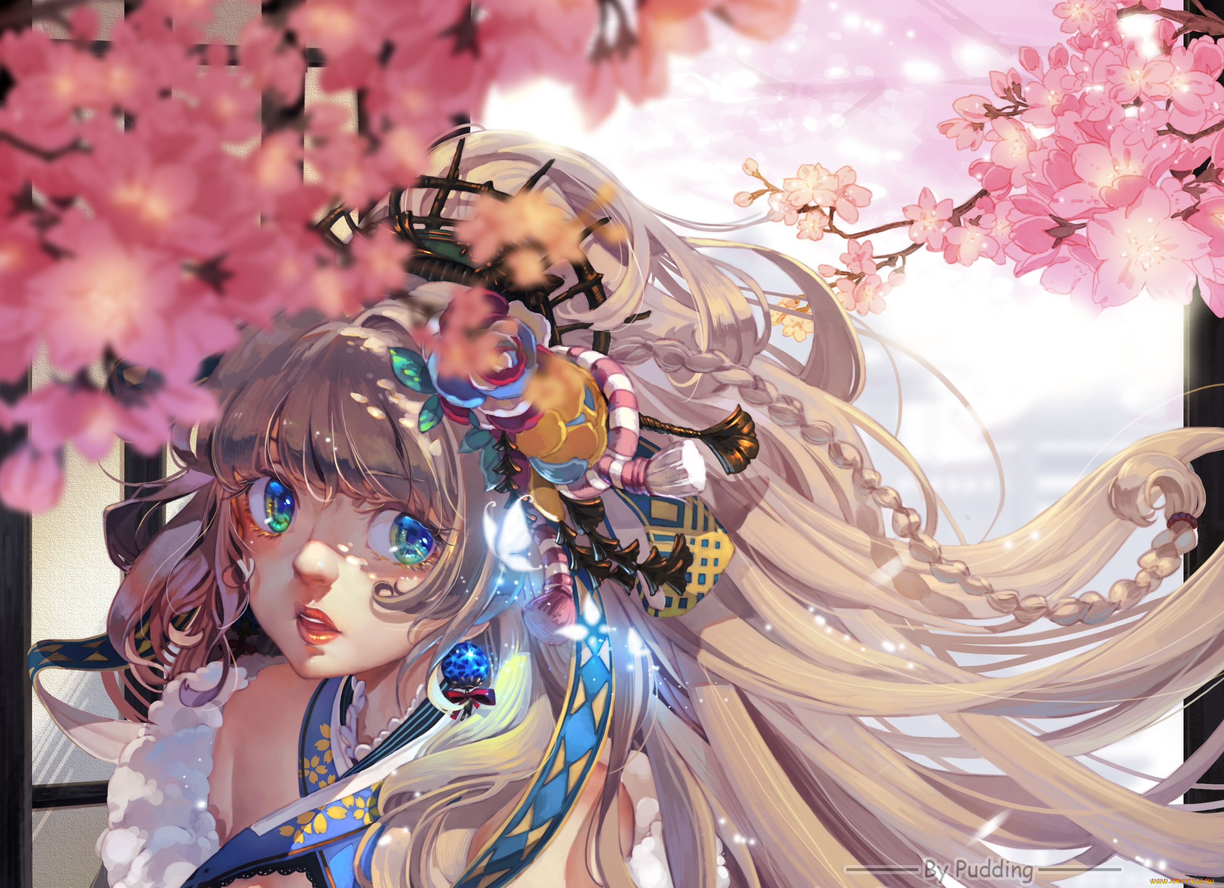 аниме, unknown, , другое, девушка, цветы