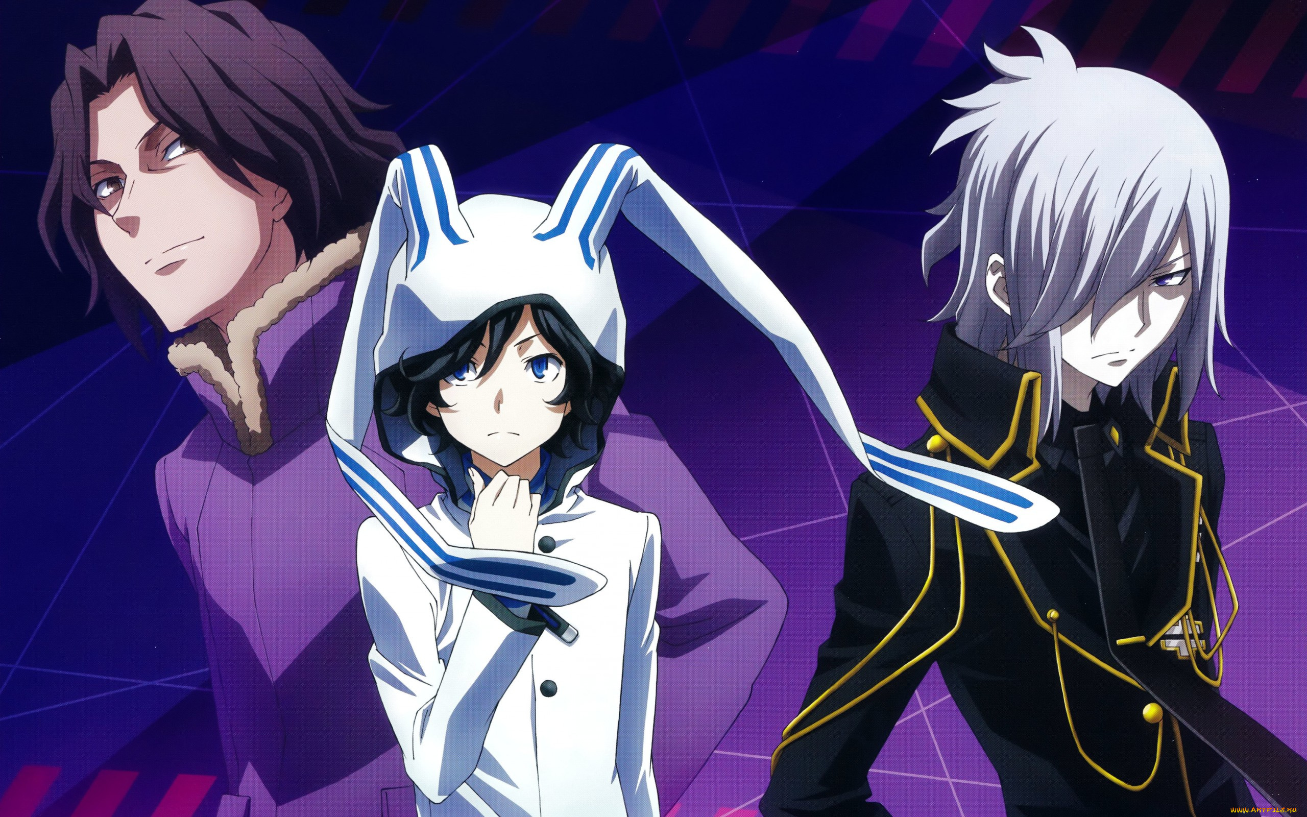 аниме, devil, survivor, art, suzuhito, yasuda, devil, survivor, yamato, houtsuin, hibiki, kuze, ronaldo, kuriki, парни, военная, форма, галстук, капюшон, ушки