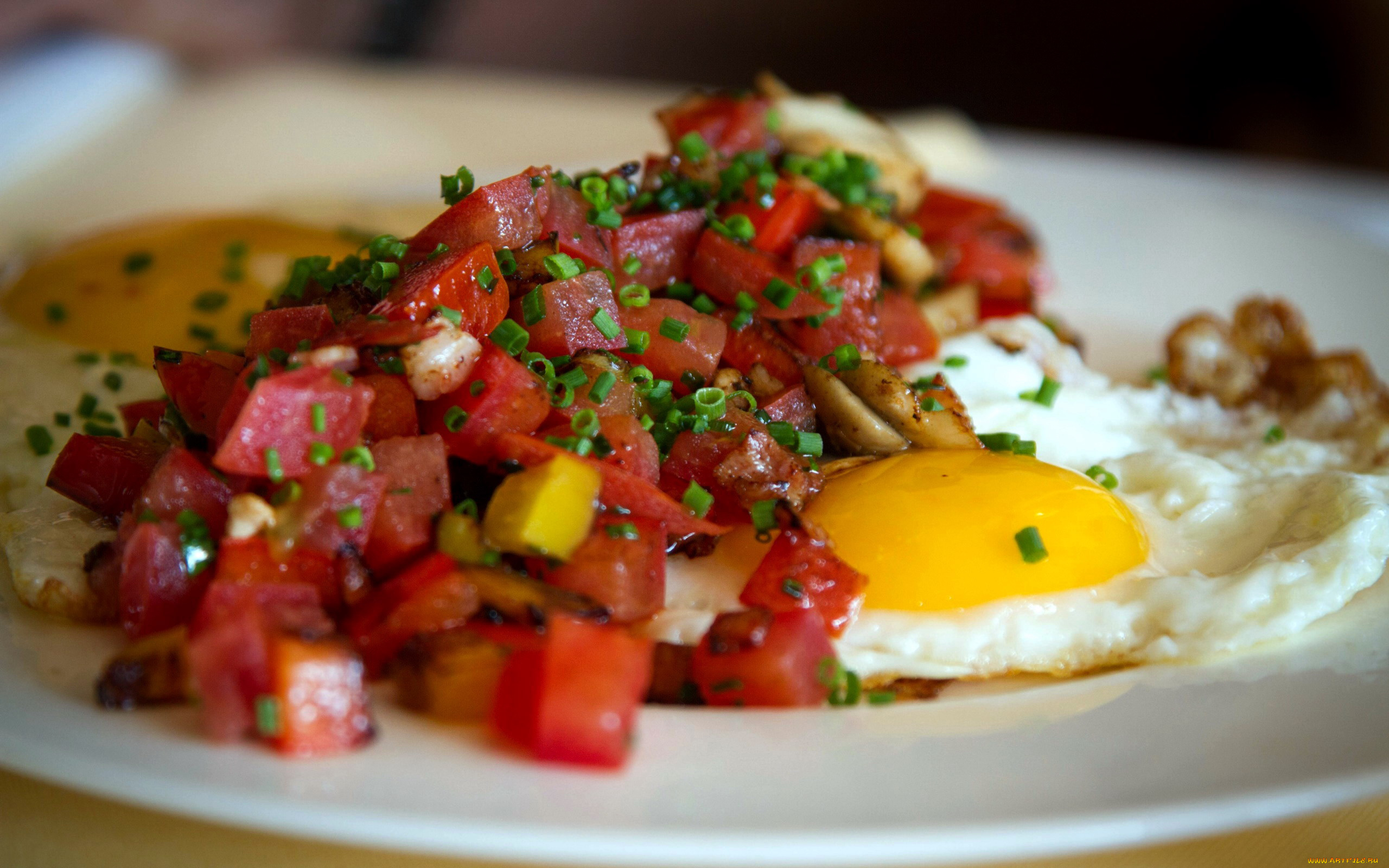 еда, Яичные, блюда, овощи, глазунья