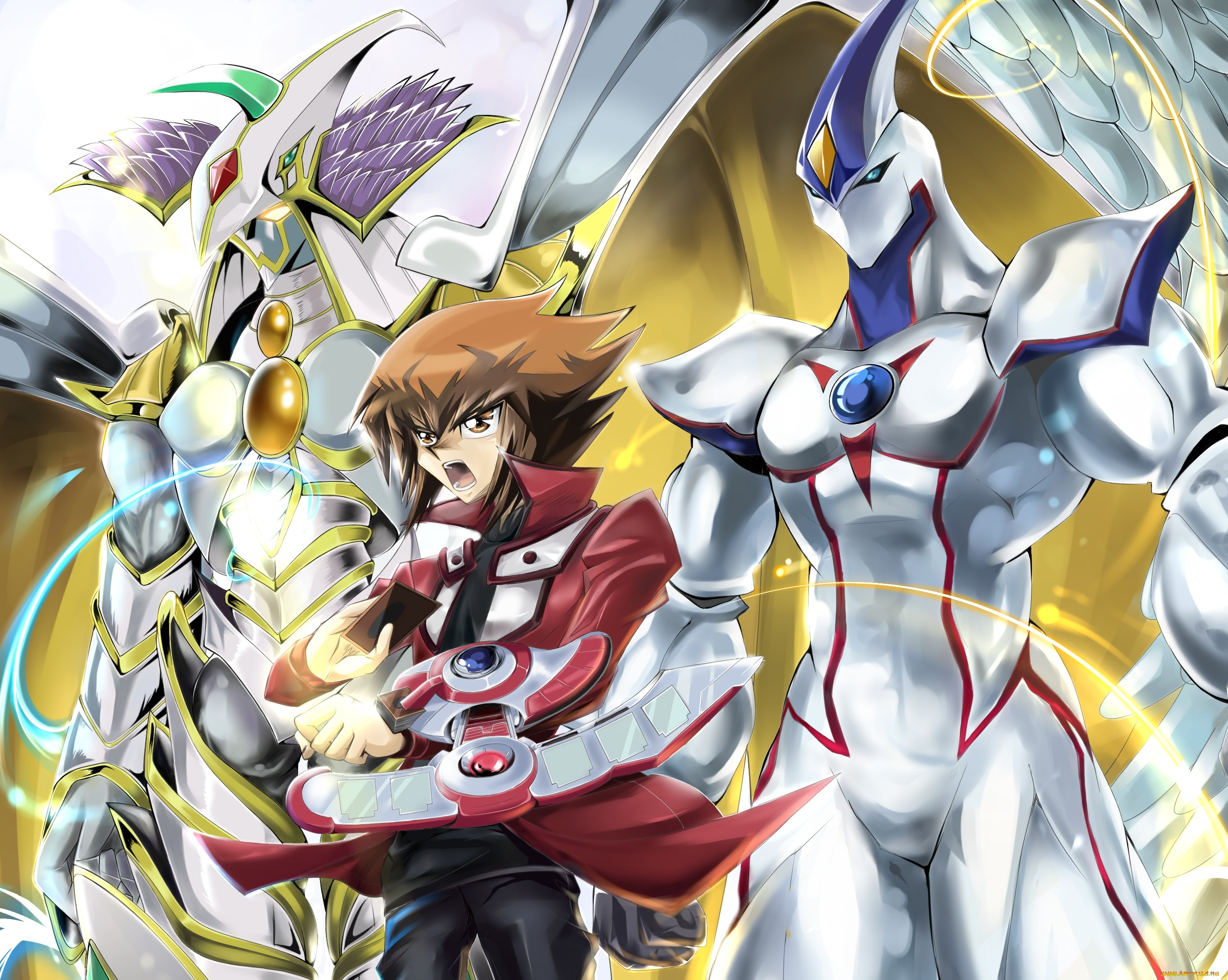 аниме, yu-gi-oh, парень, роботы