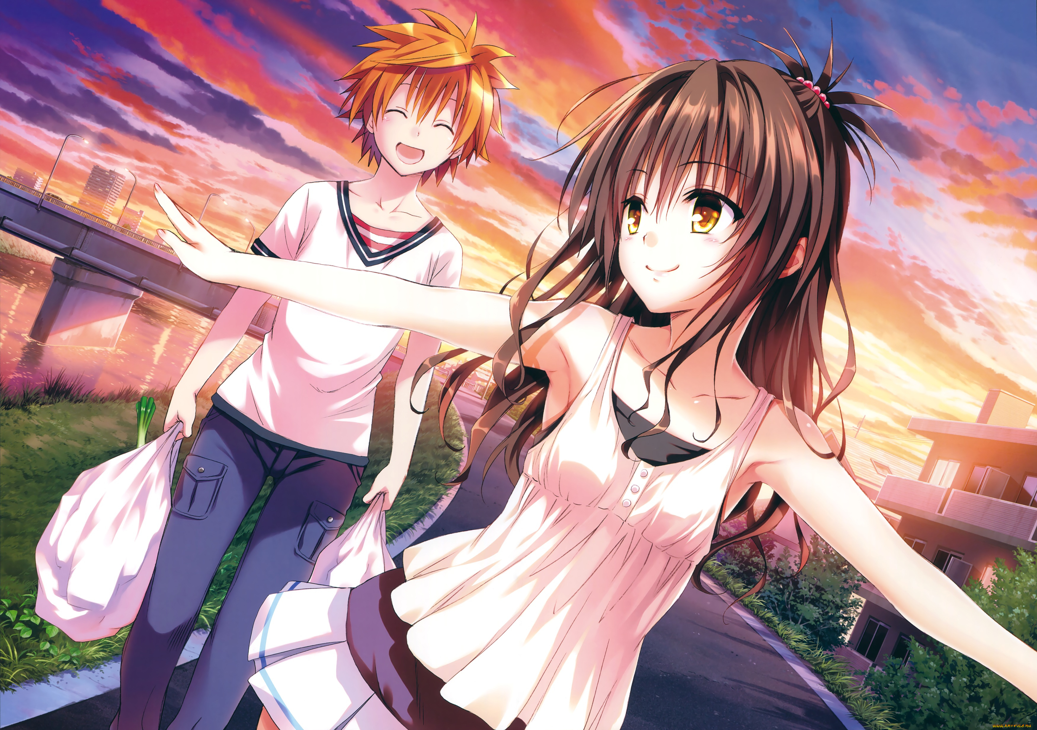 аниме, to, love, ru, парень, девочка