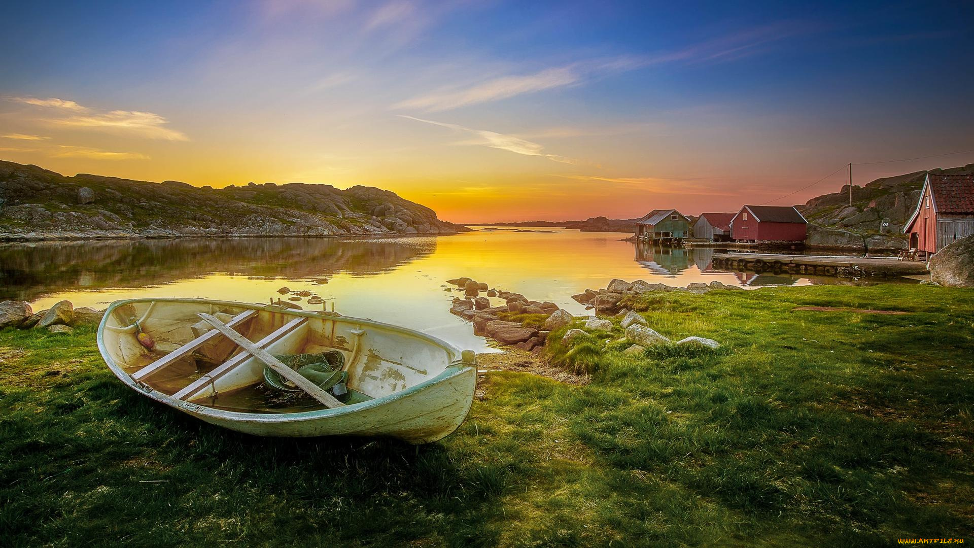 корабли, лодки, , шлюпки, берег, закат, рогаланд, норвегия, водоём