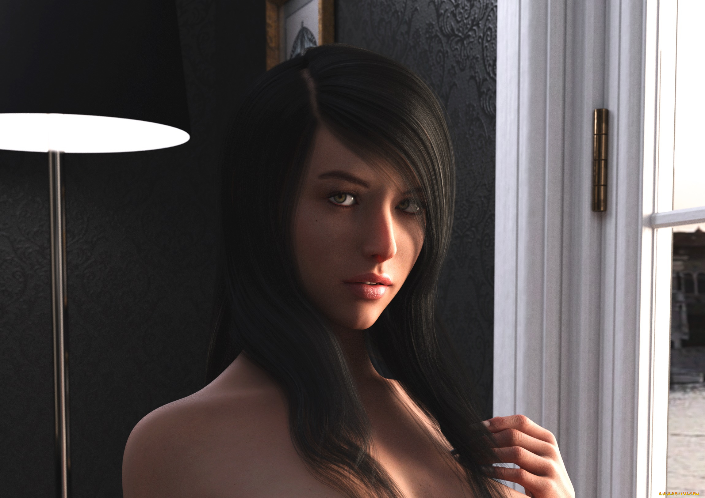 3д, графика, портрет, , portraits, фон, взгляд, девушка