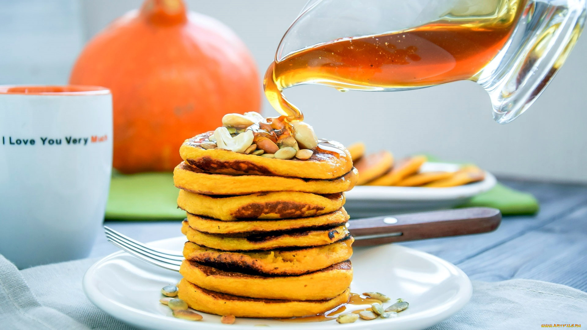 еда, блины, , оладьи, оладьи, мед