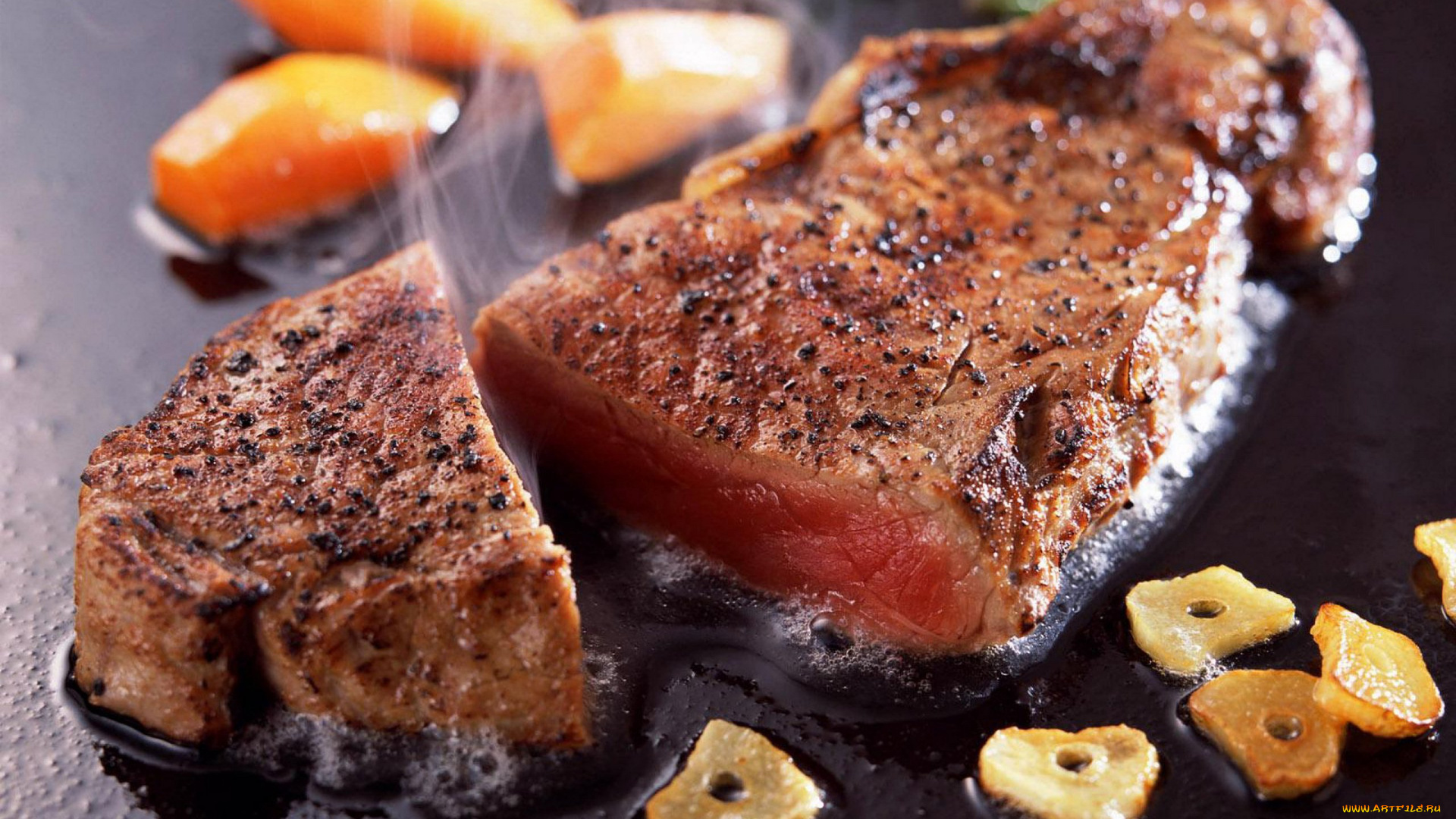 еда, мясные, блюда, мясо, чеснок